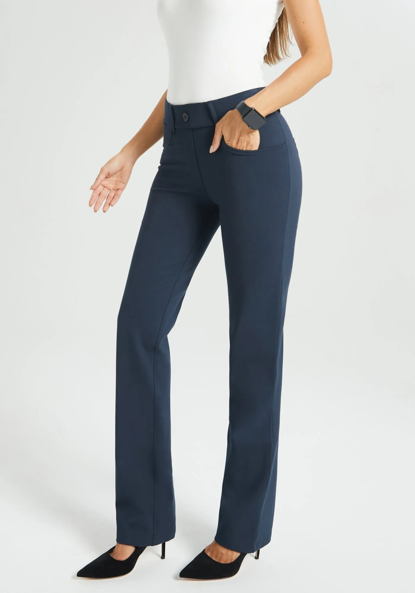 7-Pocket DPYP™ Dress Pant Yoga Pant | Straight (Navy) sold by Betabrand product image thumbnail 2