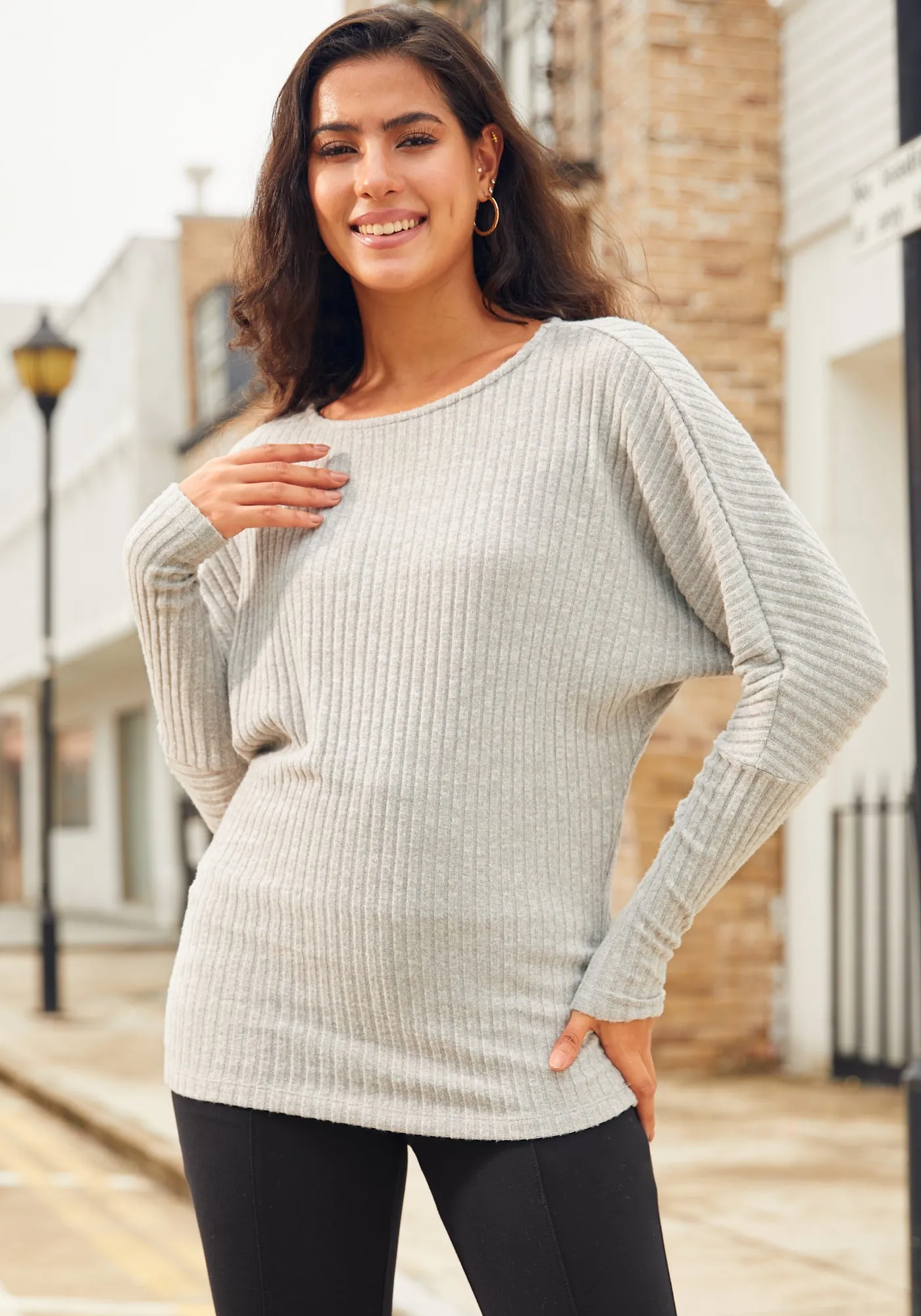 UltraEase Kylie Dolman Top (Gray) sold by Betabrand