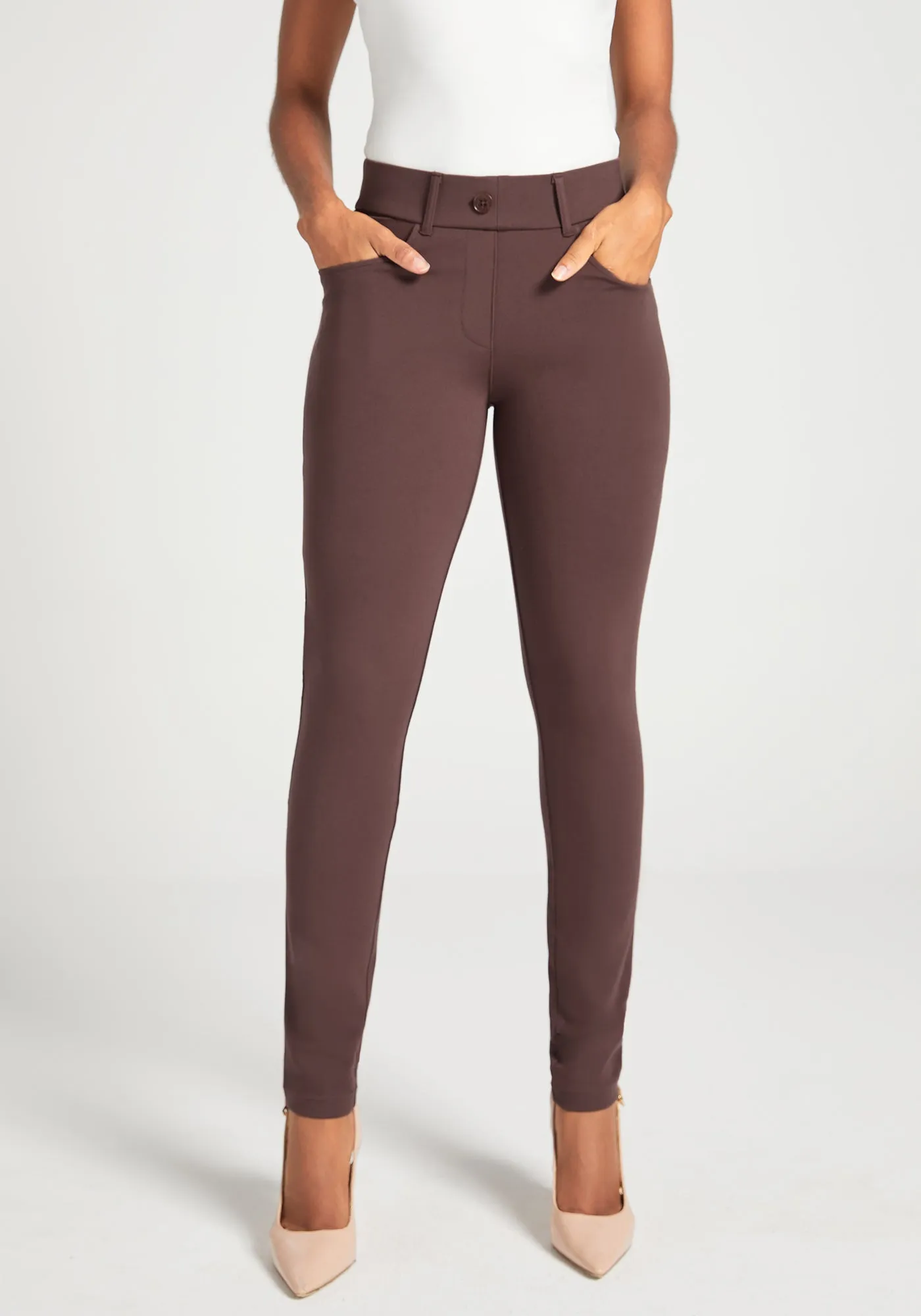 7-Pocket Dress Pant Yoga Pant | Skinny (Cherrywood) sold by Betabrand product image thumbnail 4