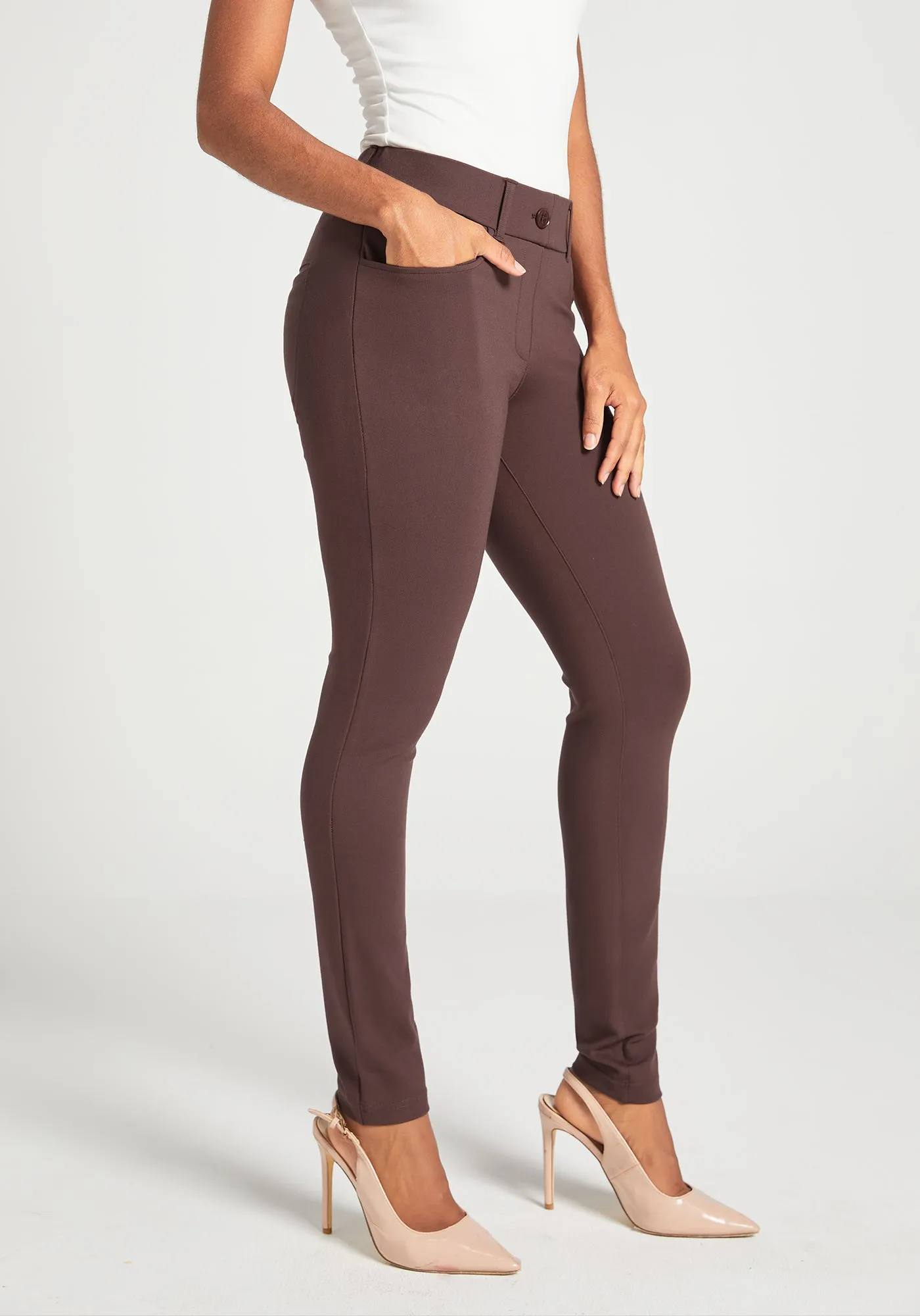 7-Pocket Dress Pant Yoga Pant | Skinny (Cherrywood) sold by Betabrand