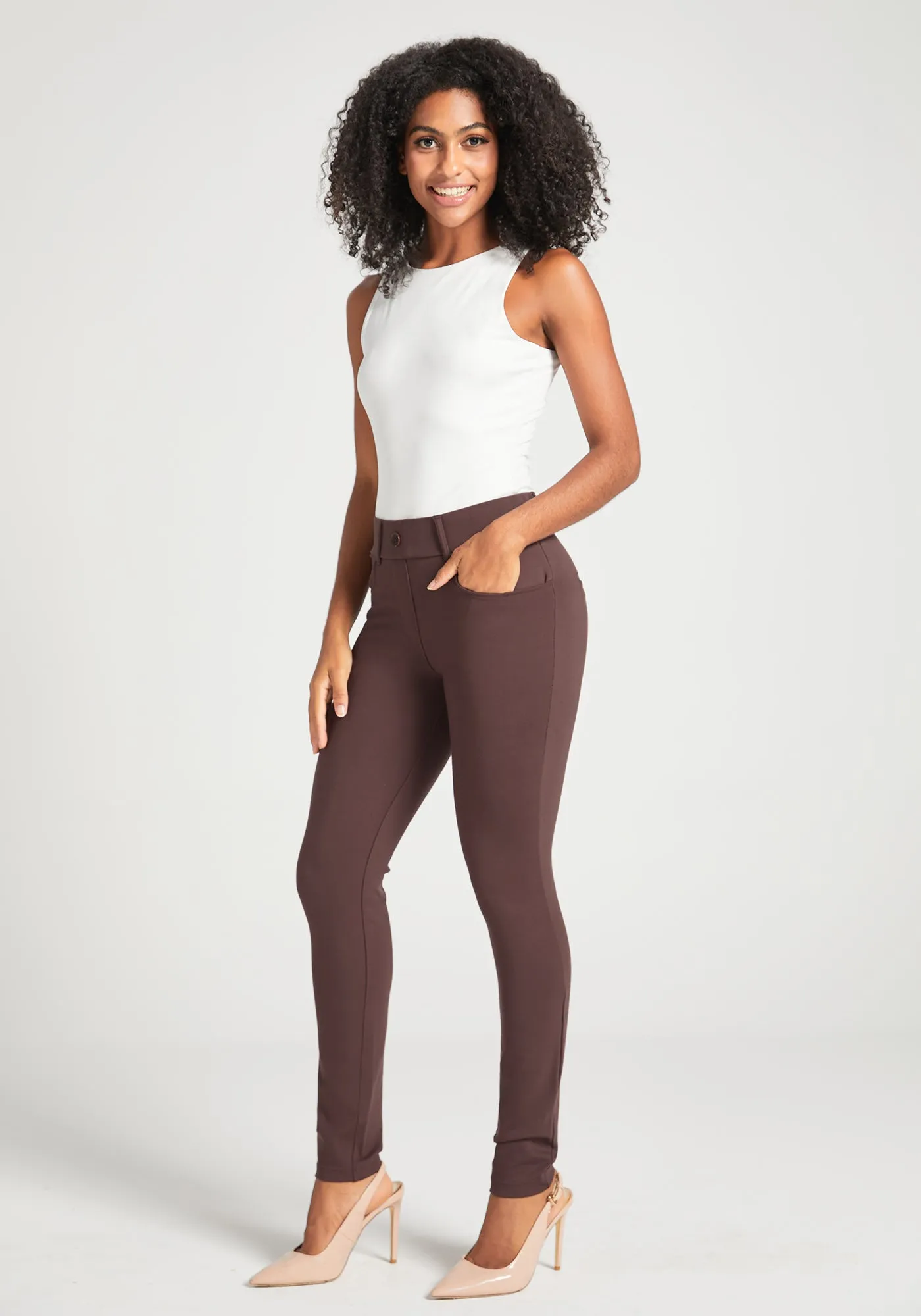 7-Pocket Dress Pant Yoga Pant | Skinny (Cherrywood) sold by Betabrand product image thumbnail 5