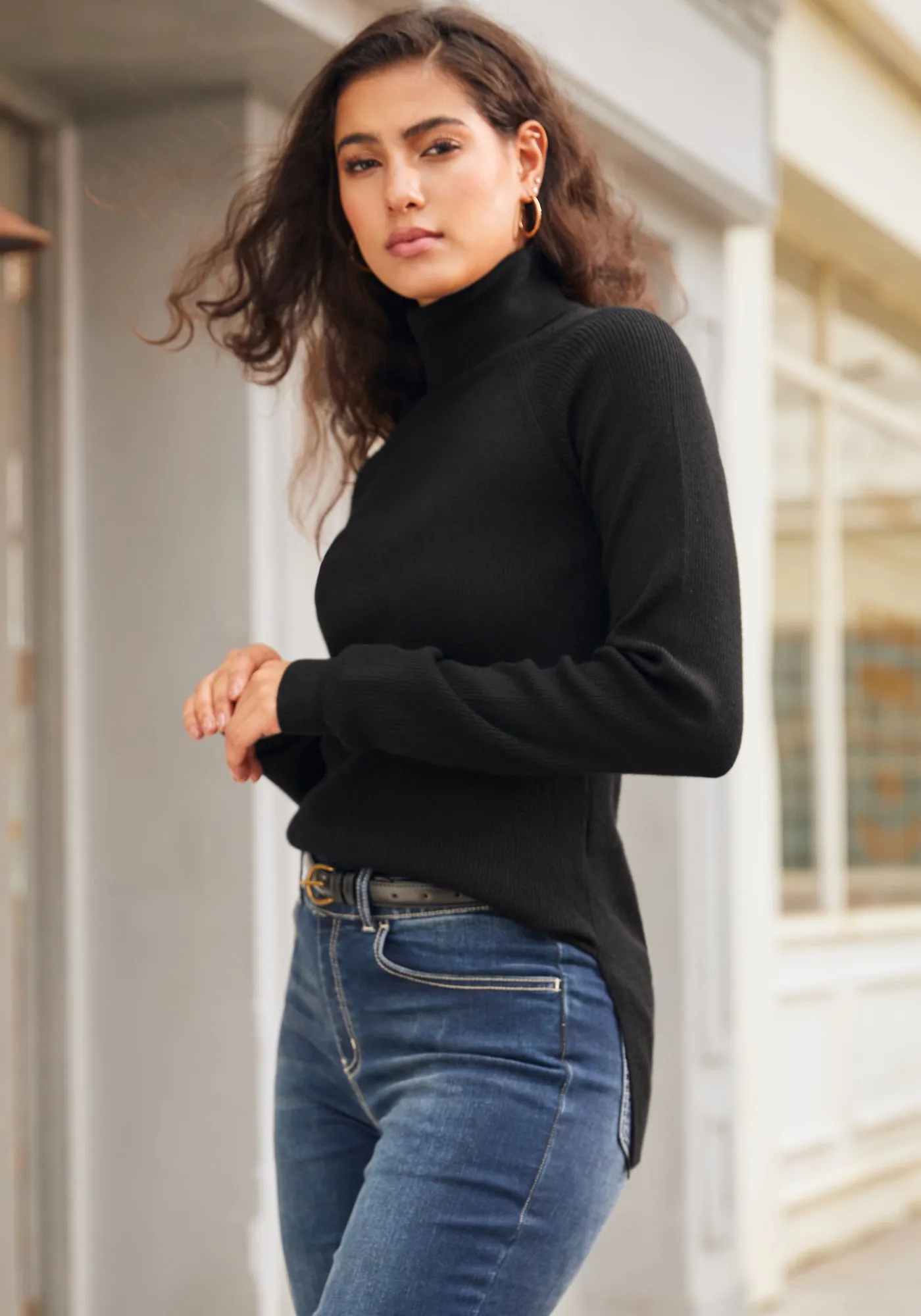 SoftBlend Merino Turtleneck (Black) sold by Betabrand product image thumbnail 2