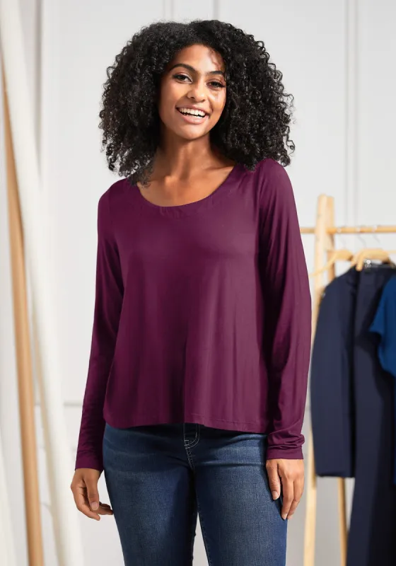 Essential Scoop Long Sleeve (Burgundy) sold by Betabrand