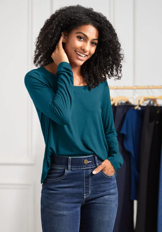 Essential Scoop Long Sleeve (Teal) sold by Betabrand