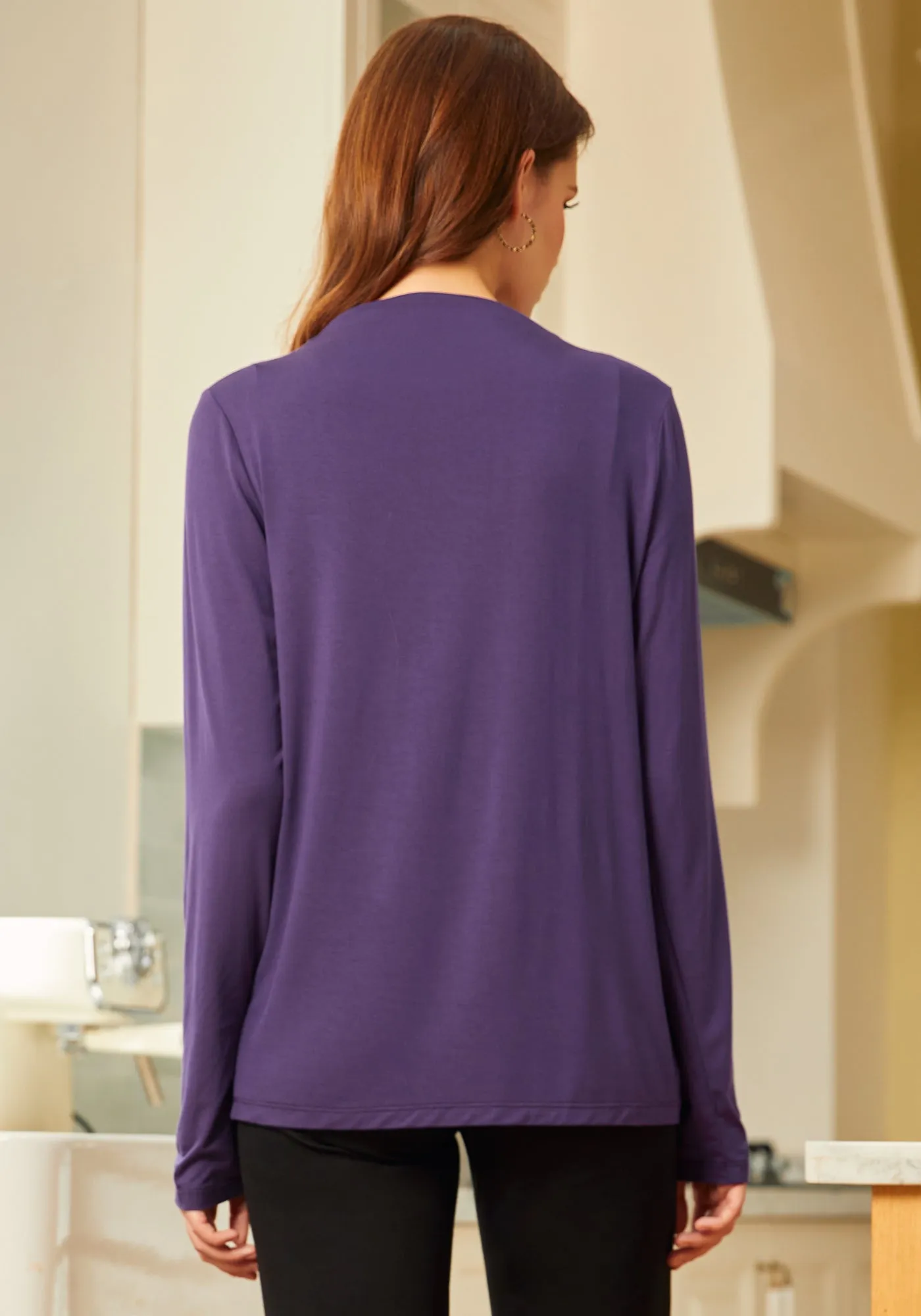 Essential Long Sleeve Mockneck (Dark Purple) sold by Betabrand product image thumbnail 3