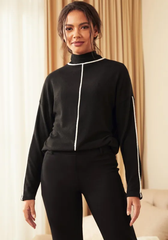 Contrast Funnel Neck (Black) sold by Betabrand
