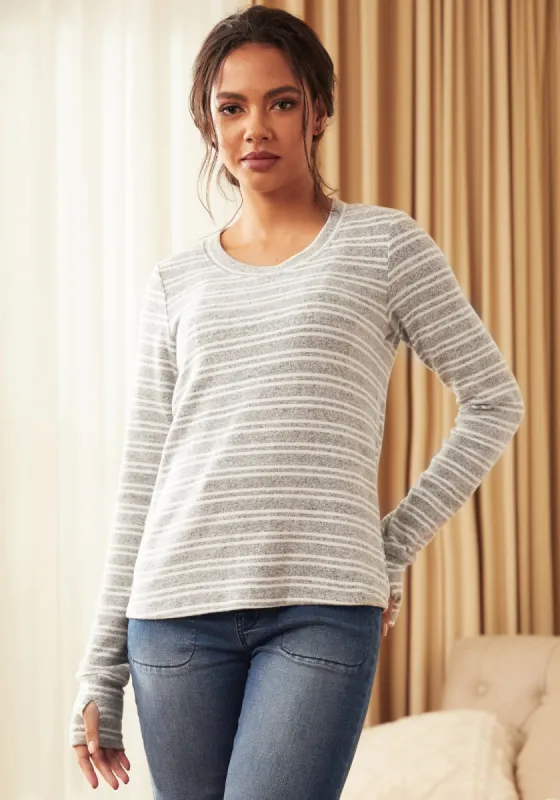 UltraEase Scoop Long Sleeve (Gray Stripe) sold by Betabrand