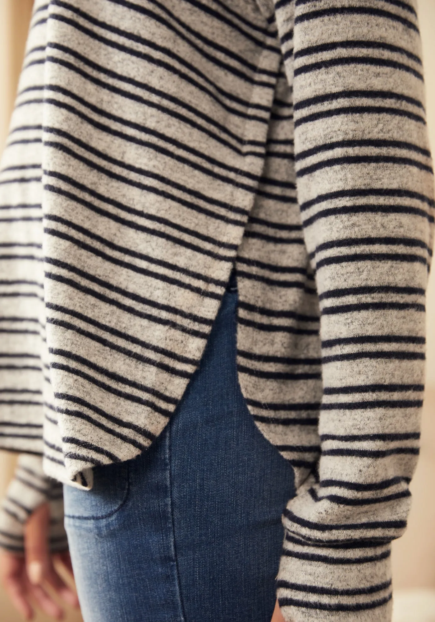 UltraEase Split Hem Long Sleeve (Black Stripe) sold by Betabrand product image thumbnail 4