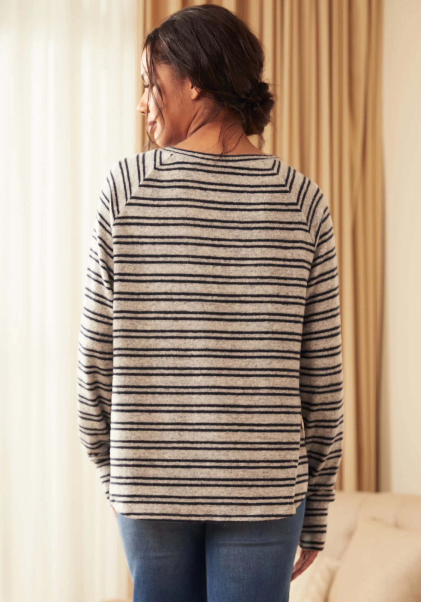 UltraEase Split Hem Long Sleeve (Black Stripe) sold by Betabrand product image thumbnail 3