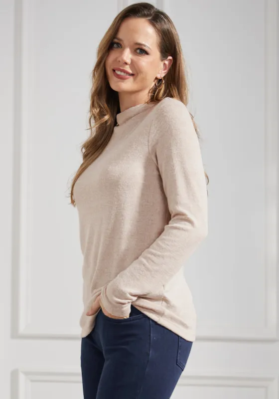 UltraEase Long Sleeve Mockneck (Ivory) sold by Betabrand