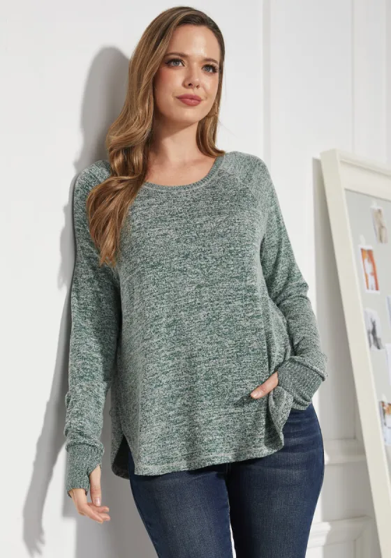 UltraEase Split Hem Long Sleeve (Dark Green) sold by Betabrand