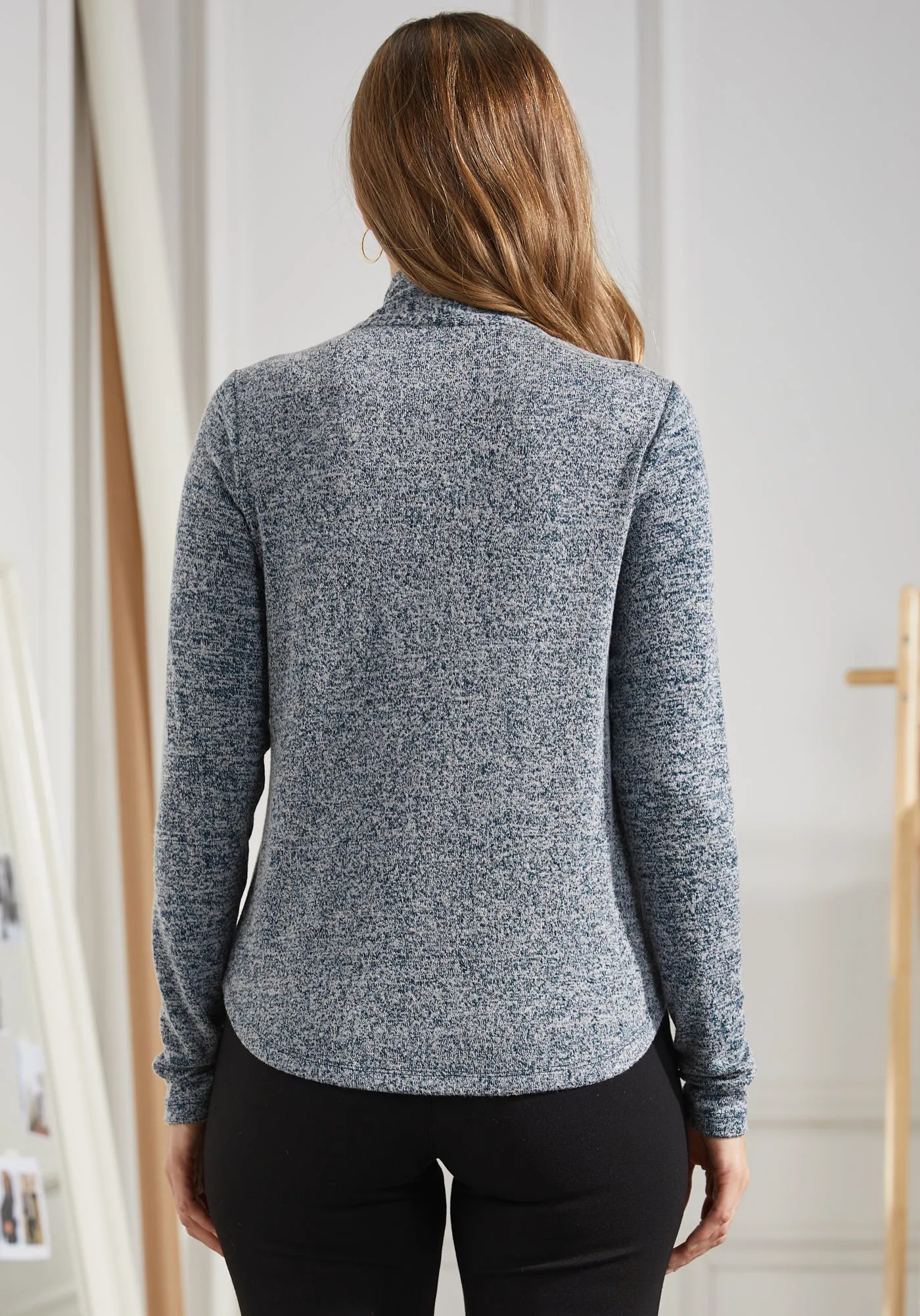 UltraEase Pleated V-Neck Top (Dark Ocean) sold by Betabrand product image thumbnail 3