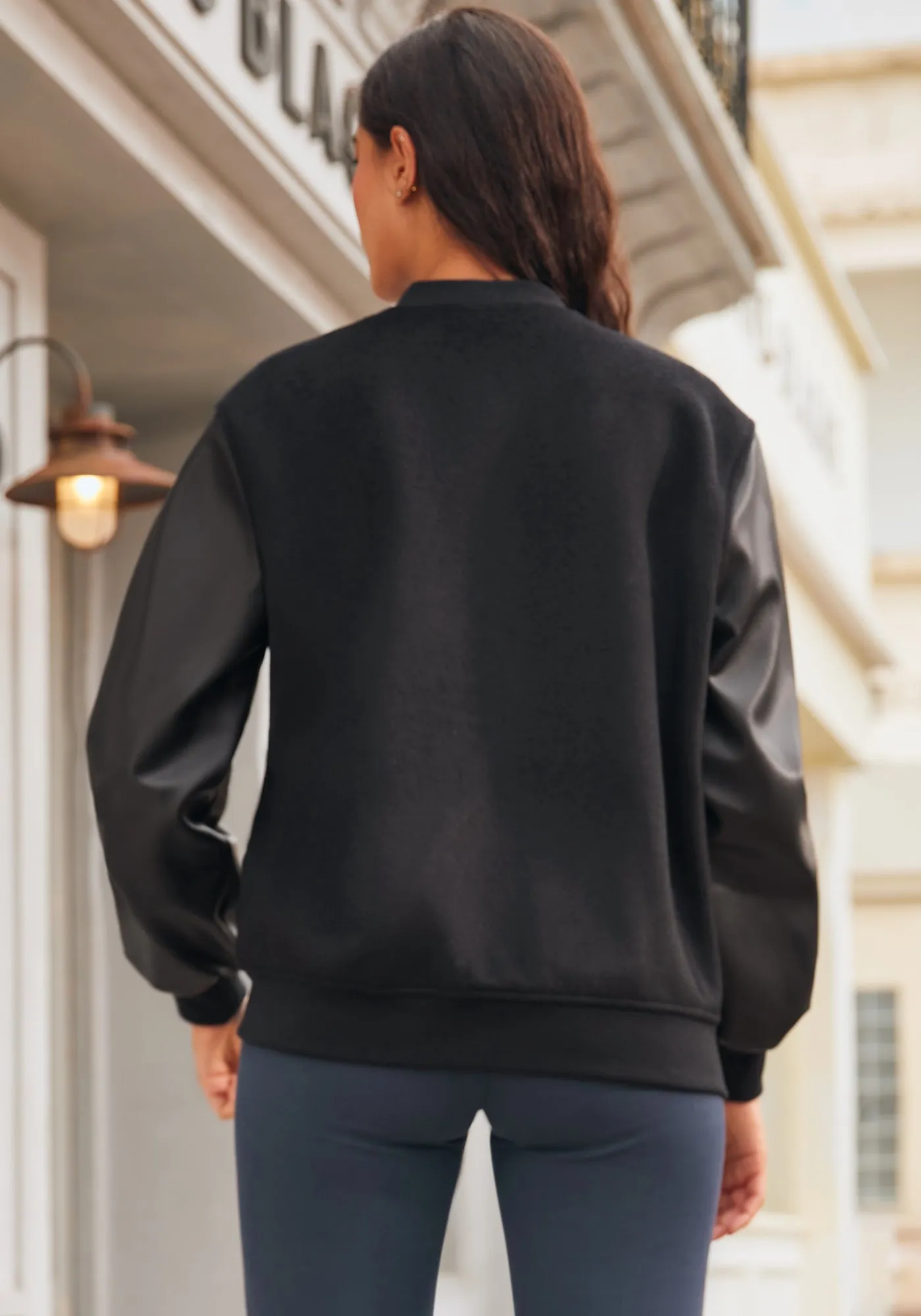 LuxeWool Varsity Jacket (Black) sold by Betabrand product image thumbnail 5