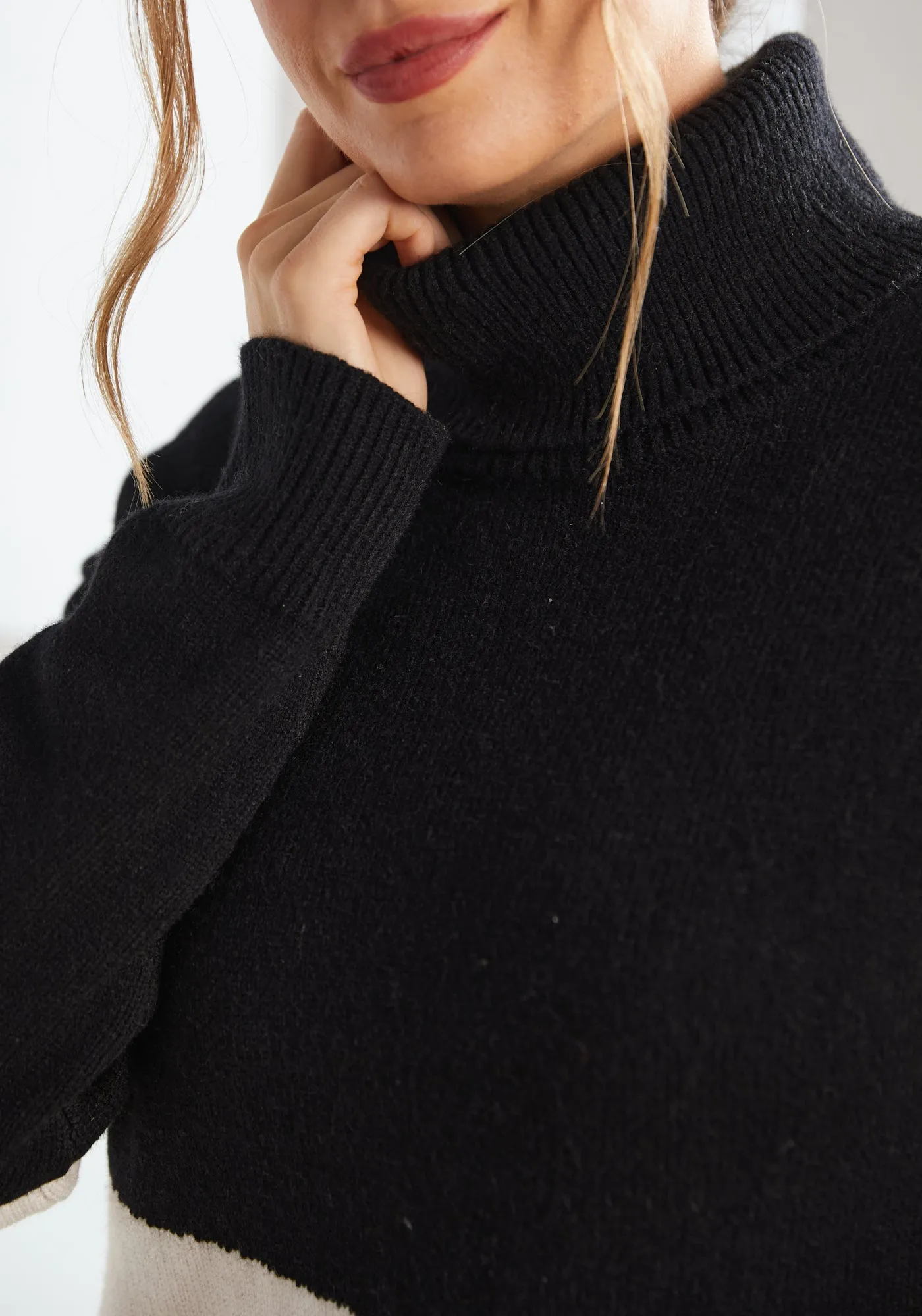Colorblock Turtleneck (Black) sold by Betabrand product image thumbnail 4