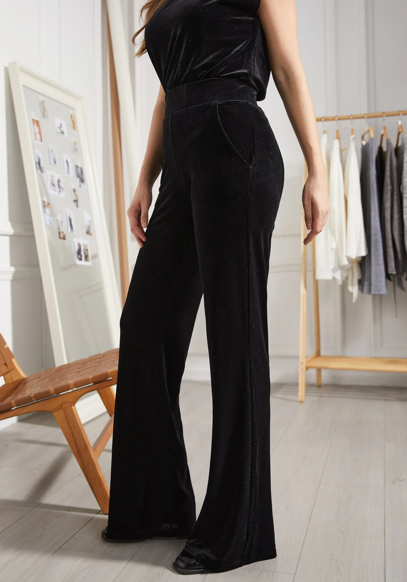 LuxeVelvet Wide Leg Pant (Black) sold by Betabrand product image thumbnail 2