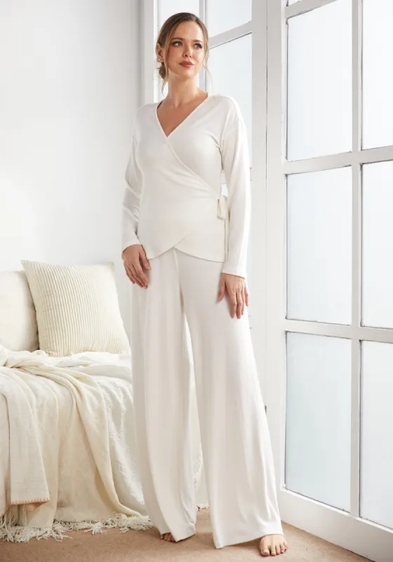 UltraEase Wide Leg Lounge Pant (Ivory) sold by Betabrand