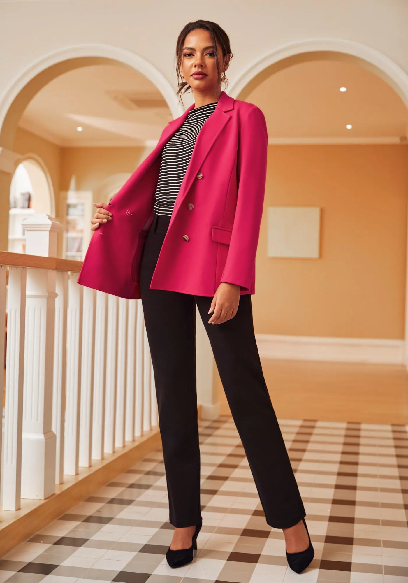 Double Breasted Blazer (Virtual Pink) sold by Betabrand product image thumbnail 2