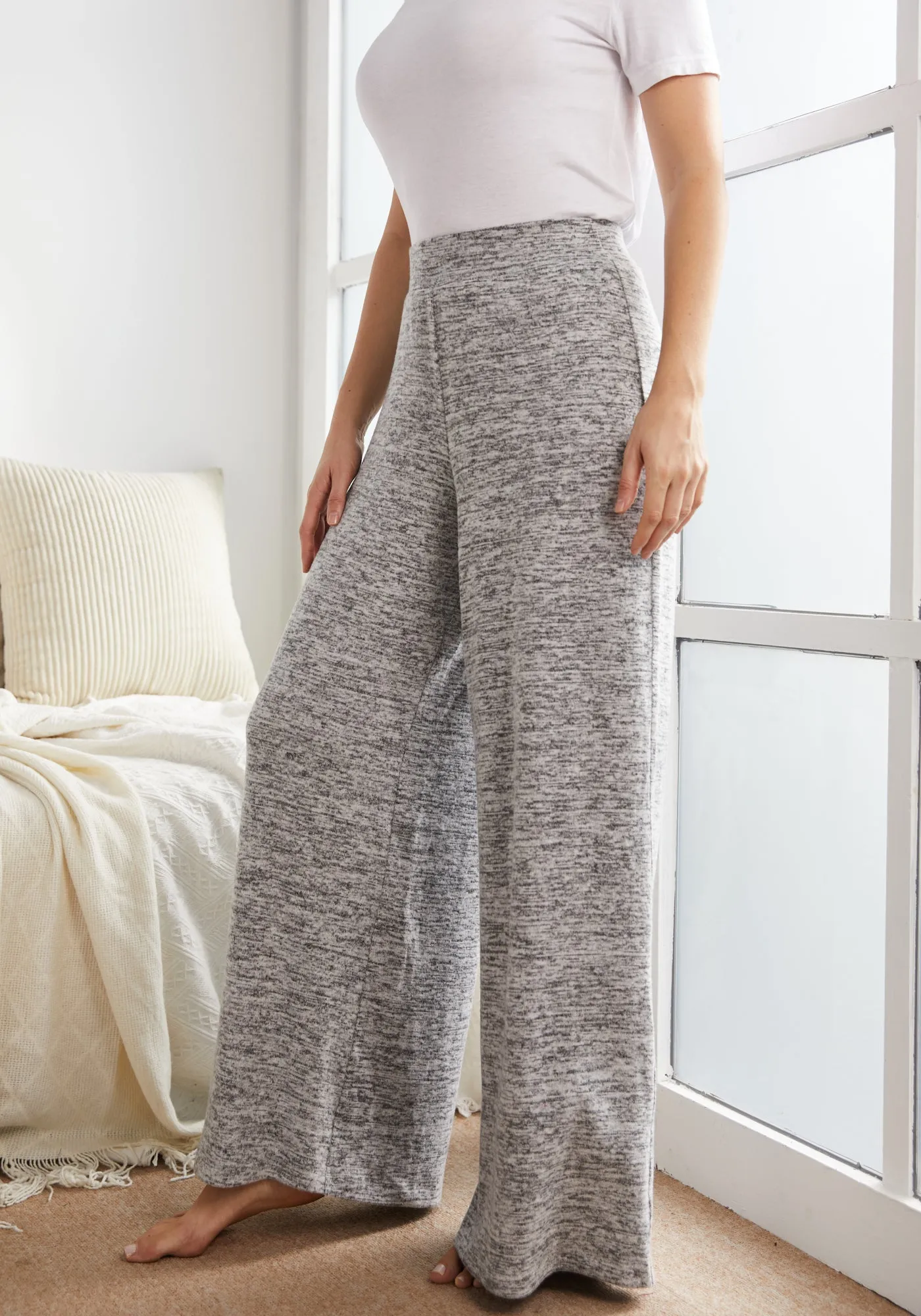 UltraEase Wide Leg Lounge Pant (Heather Charcoal) sold by Betabrand product image thumbnail 3