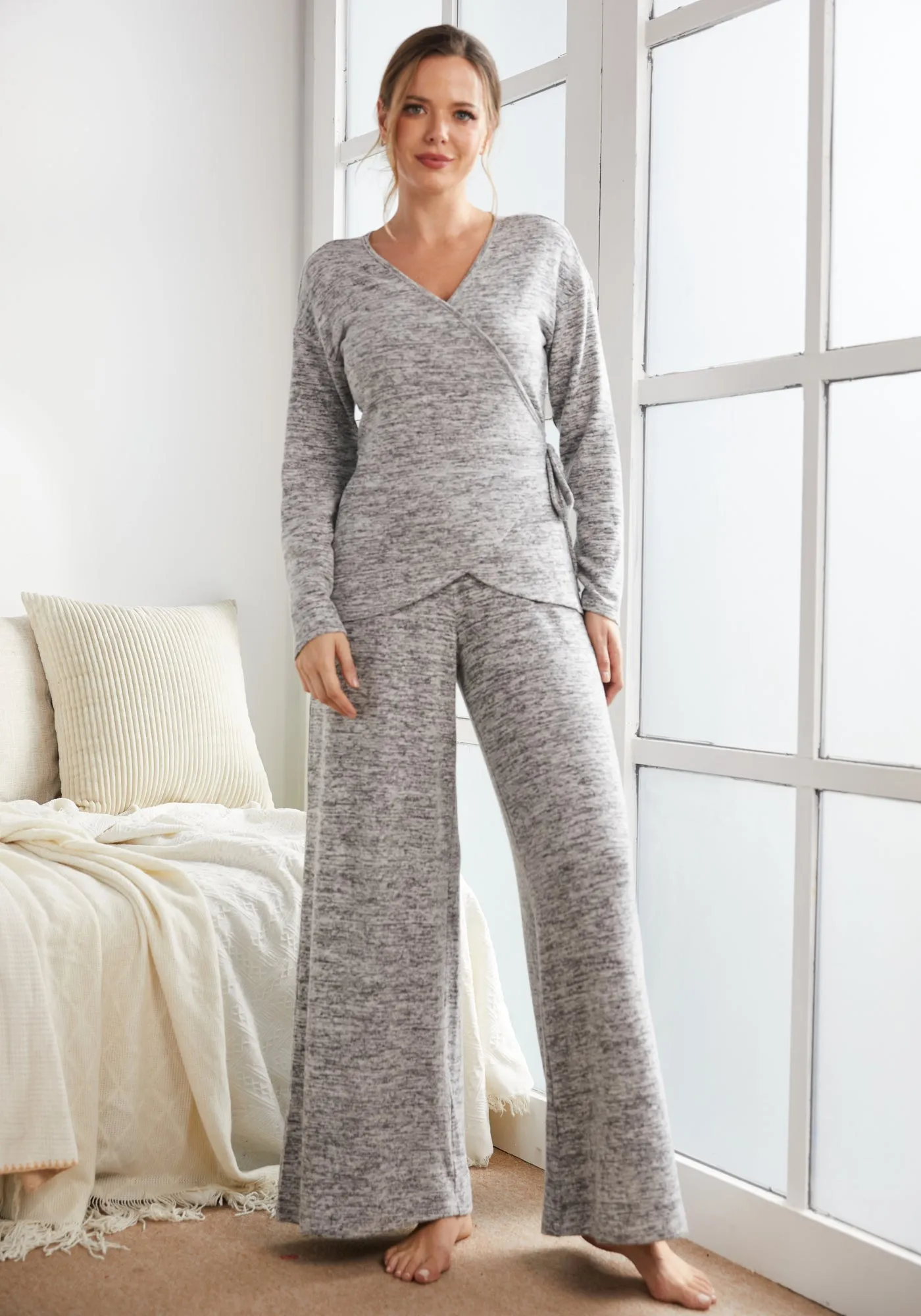 UltraEase Side-Tie Wrap Top (Heather Charcoal) - Final Sale sold by Betabrand product image thumbnail 4