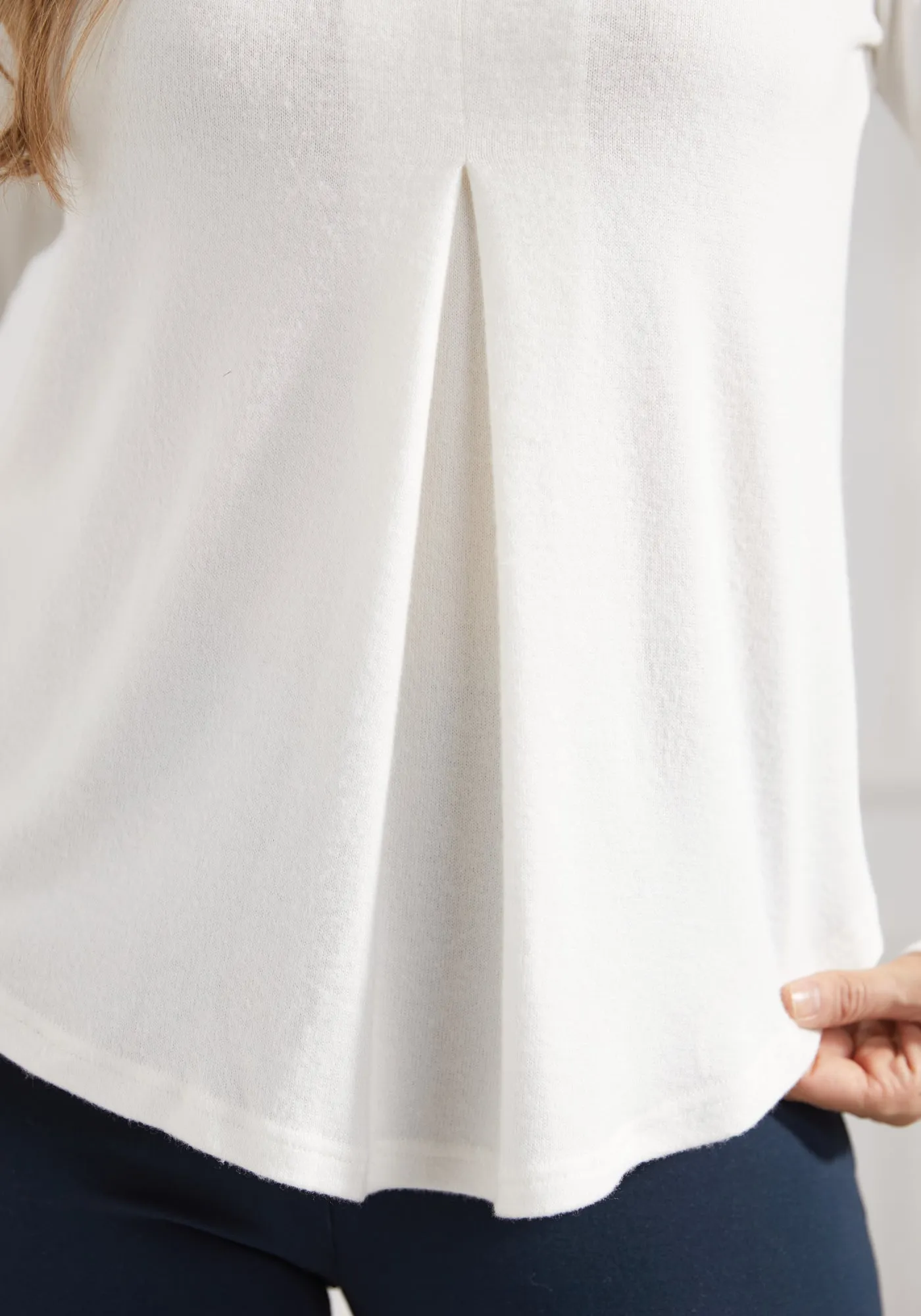 UltraEase Pleated V-Neck Top (Ivory) sold by Betabrand product image thumbnail 4