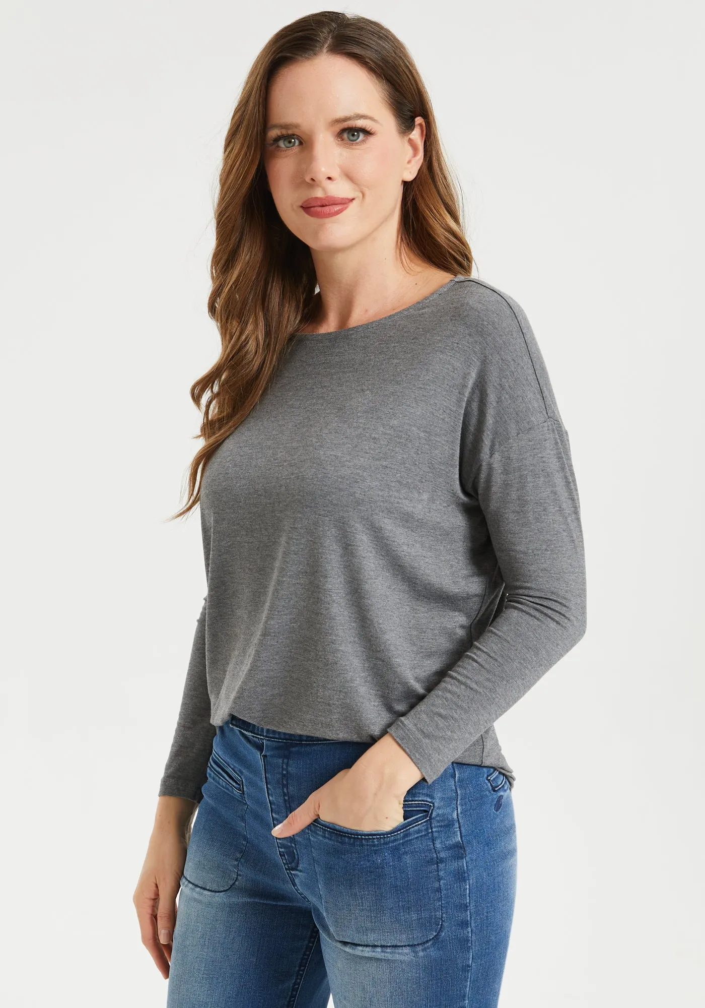 Essential Relaxed Boatneck (Heather Gray) sold by Betabrand product image thumbnail 2