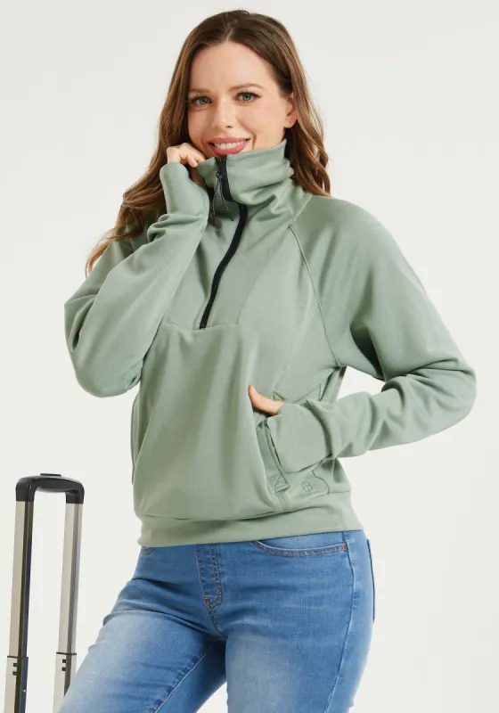 AirFlex Quarter Zip Pullover (Sage) sold by Betabrand