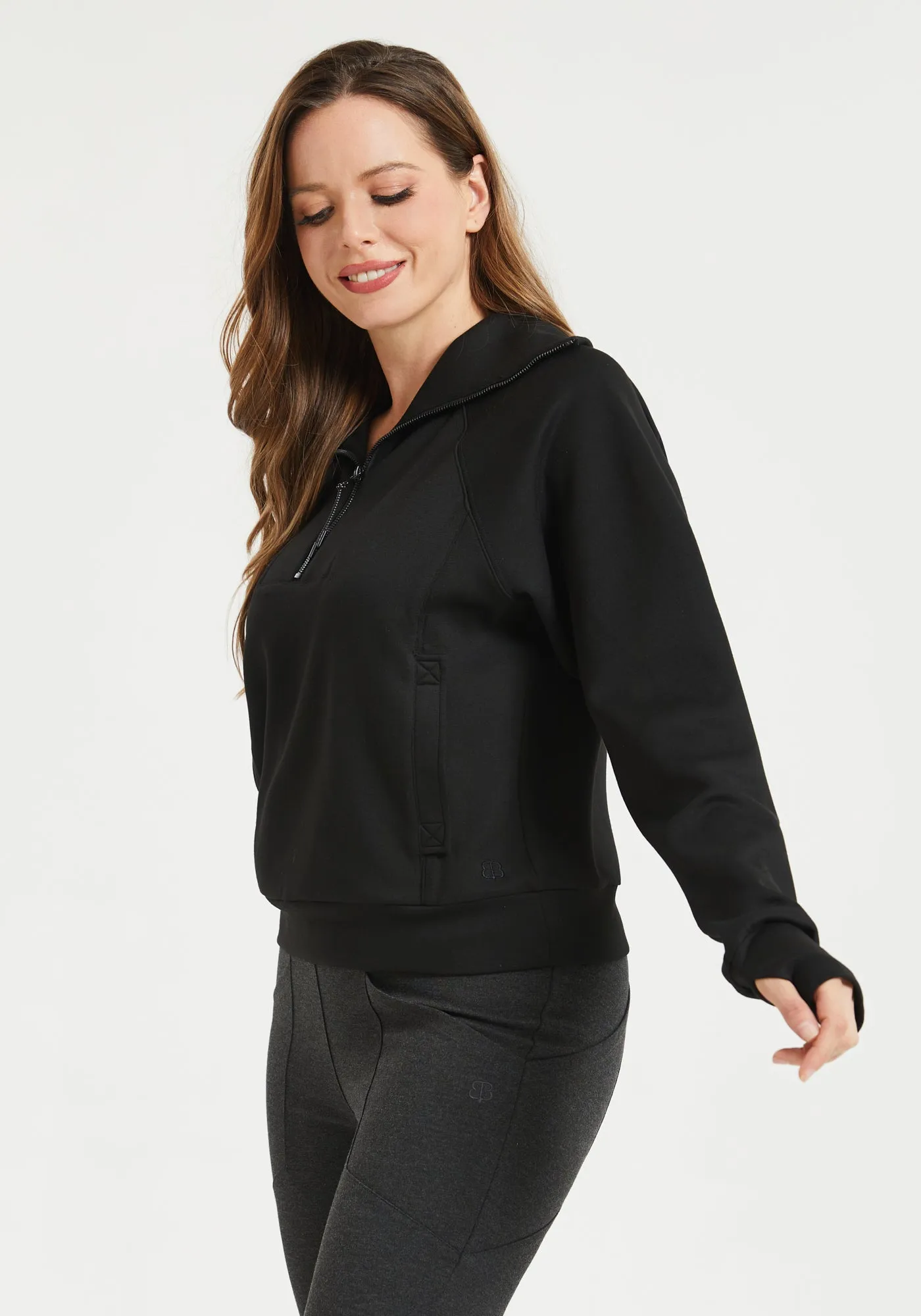 AirFlex Quarter Zip Pullover (Black) sold by Betabrand
