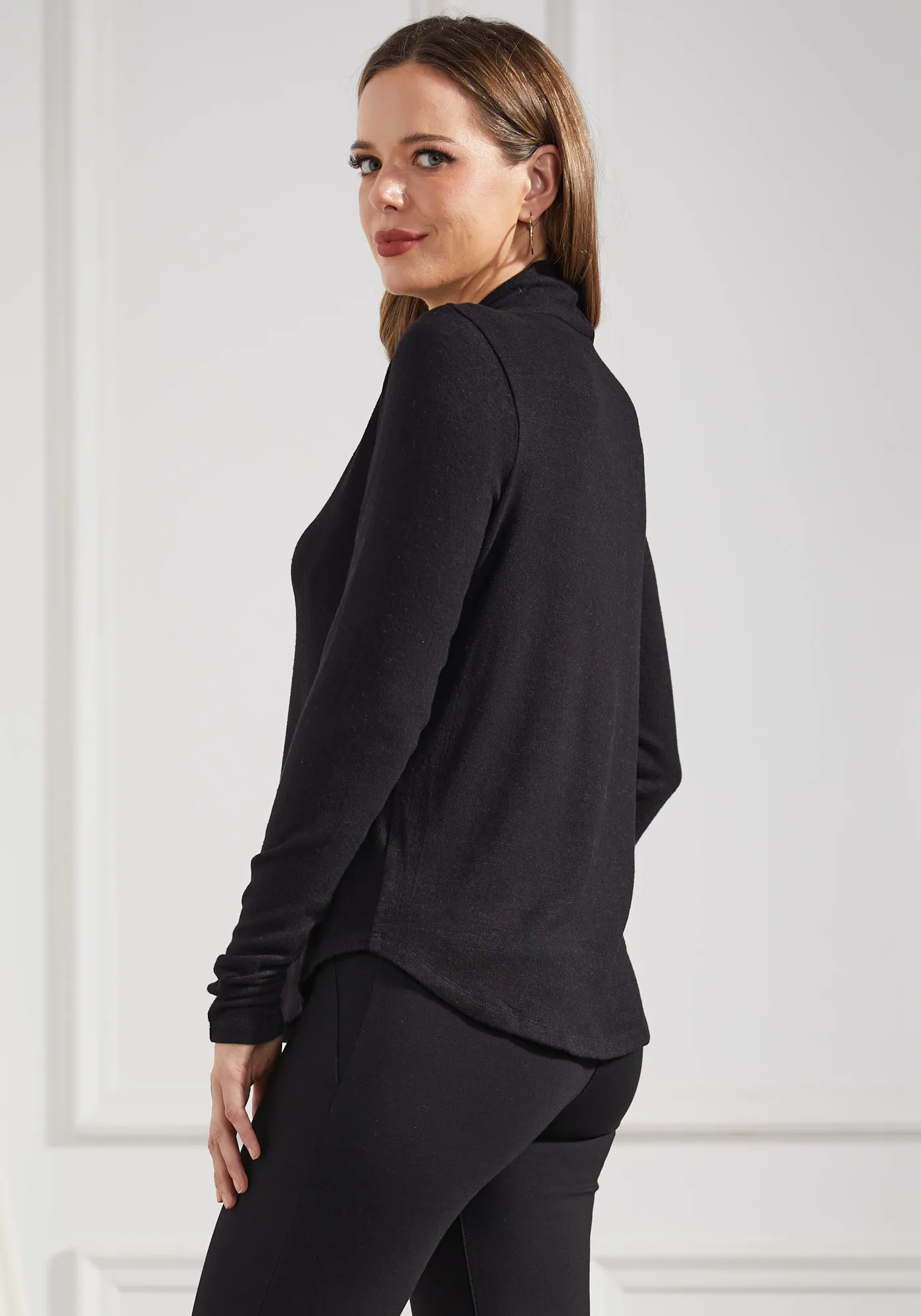 UltraEase Pleated V-Neck Top (Black) sold by Betabrand product image thumbnail 3