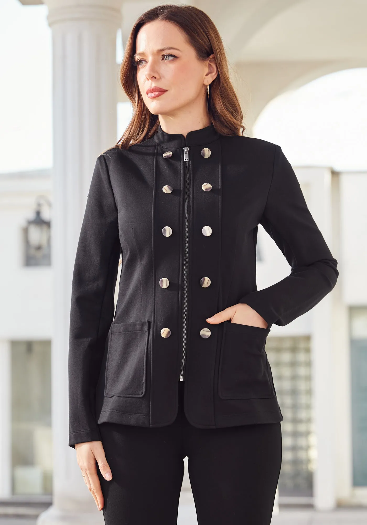Military Zip Jacket (Black) - Final Sale sold by Betabrand product image thumbnail 2