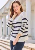 Boatneck Pullover Sweater (Navy Stripe) sold by Betabrand
