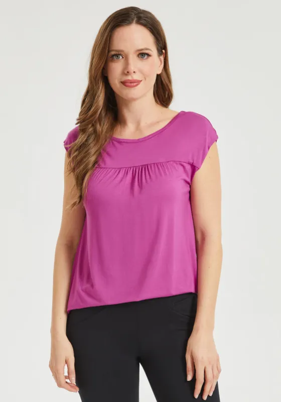 Cap Sleeve Yoke Tee (Berry) sold by Betabrand