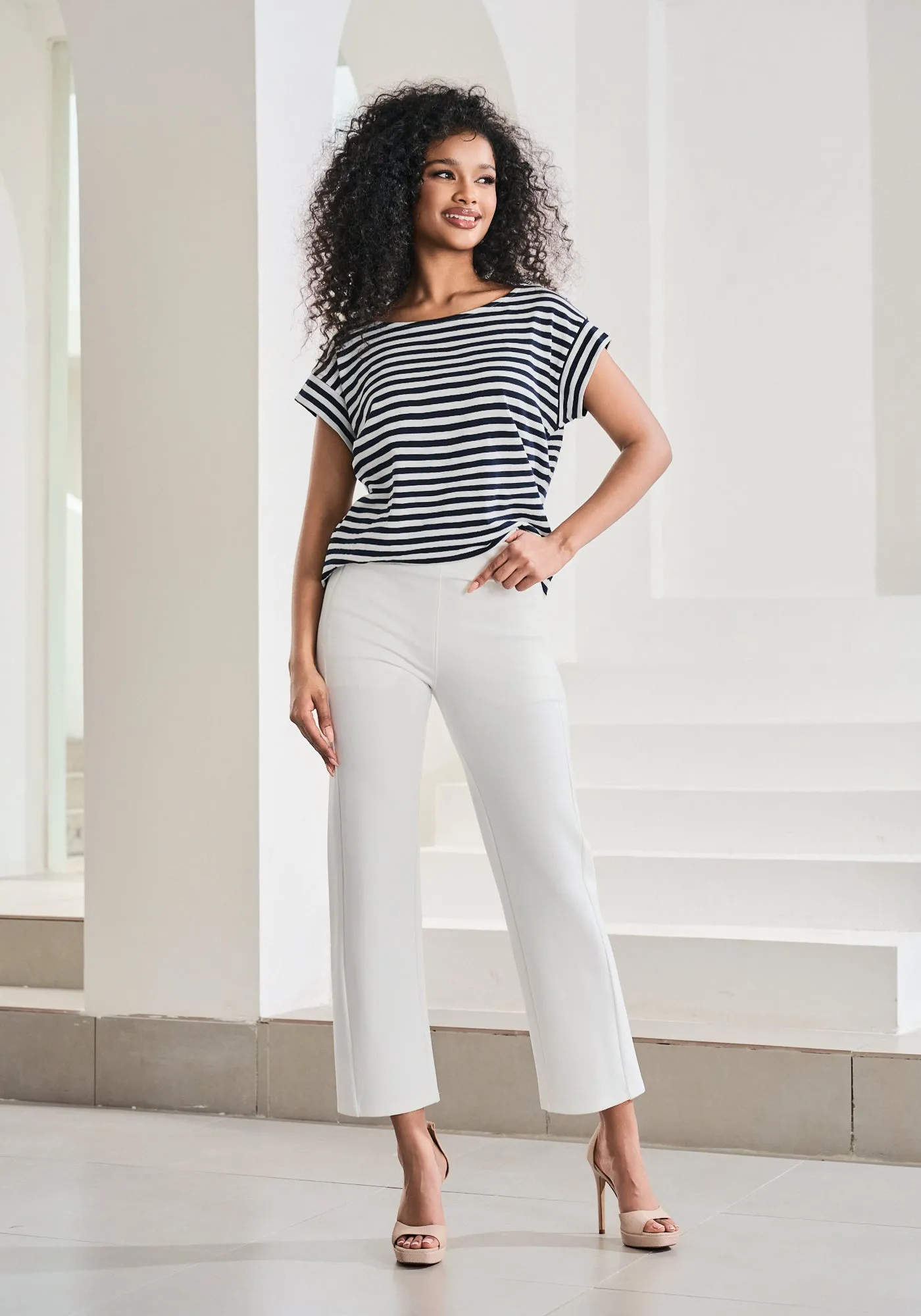 Cuffed Muscle Tee (Navy Stripe) sold by Betabrand product image thumbnail 4