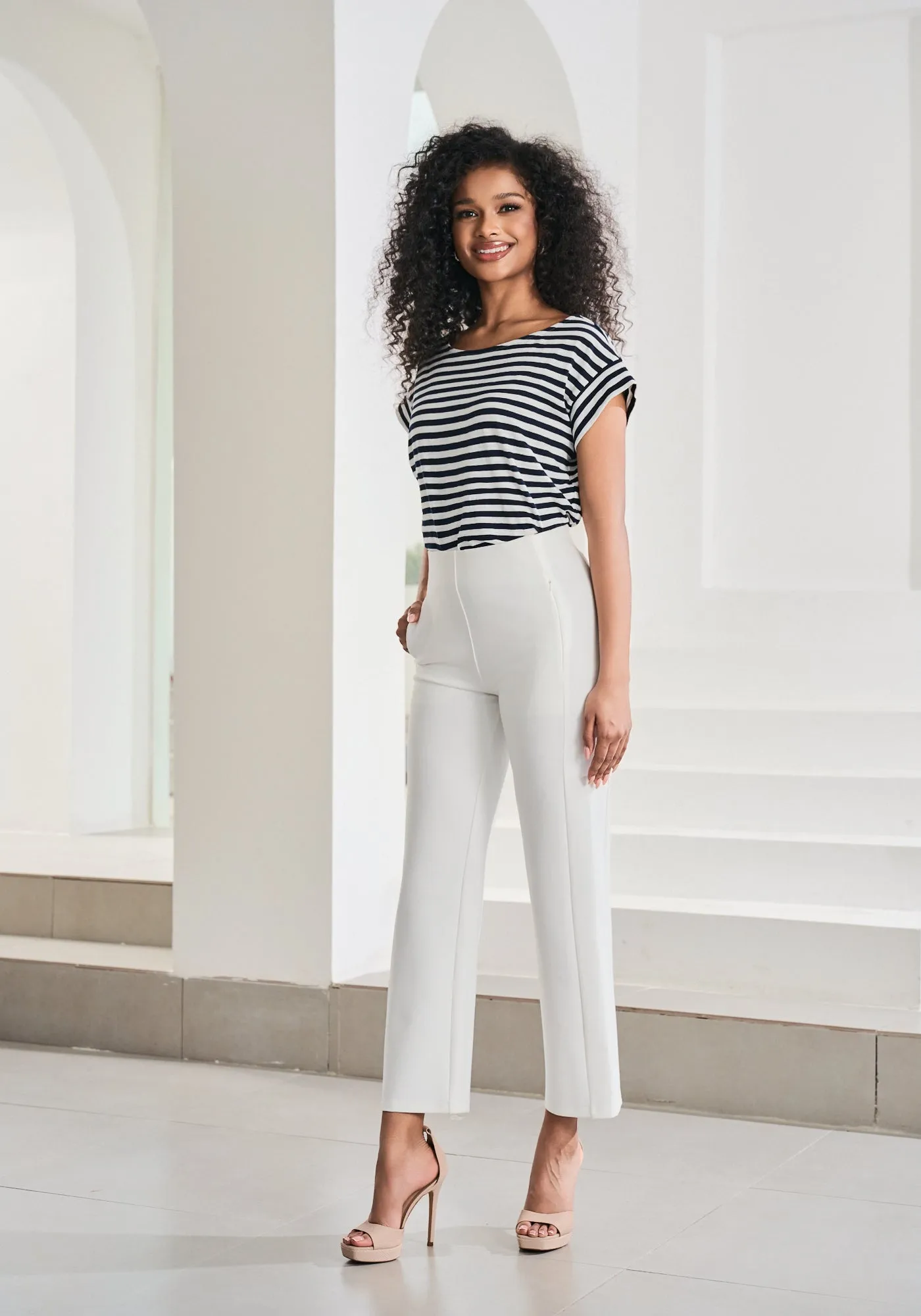 Cuffed Muscle Tee (Navy Stripe) sold by Betabrand product image thumbnail 5