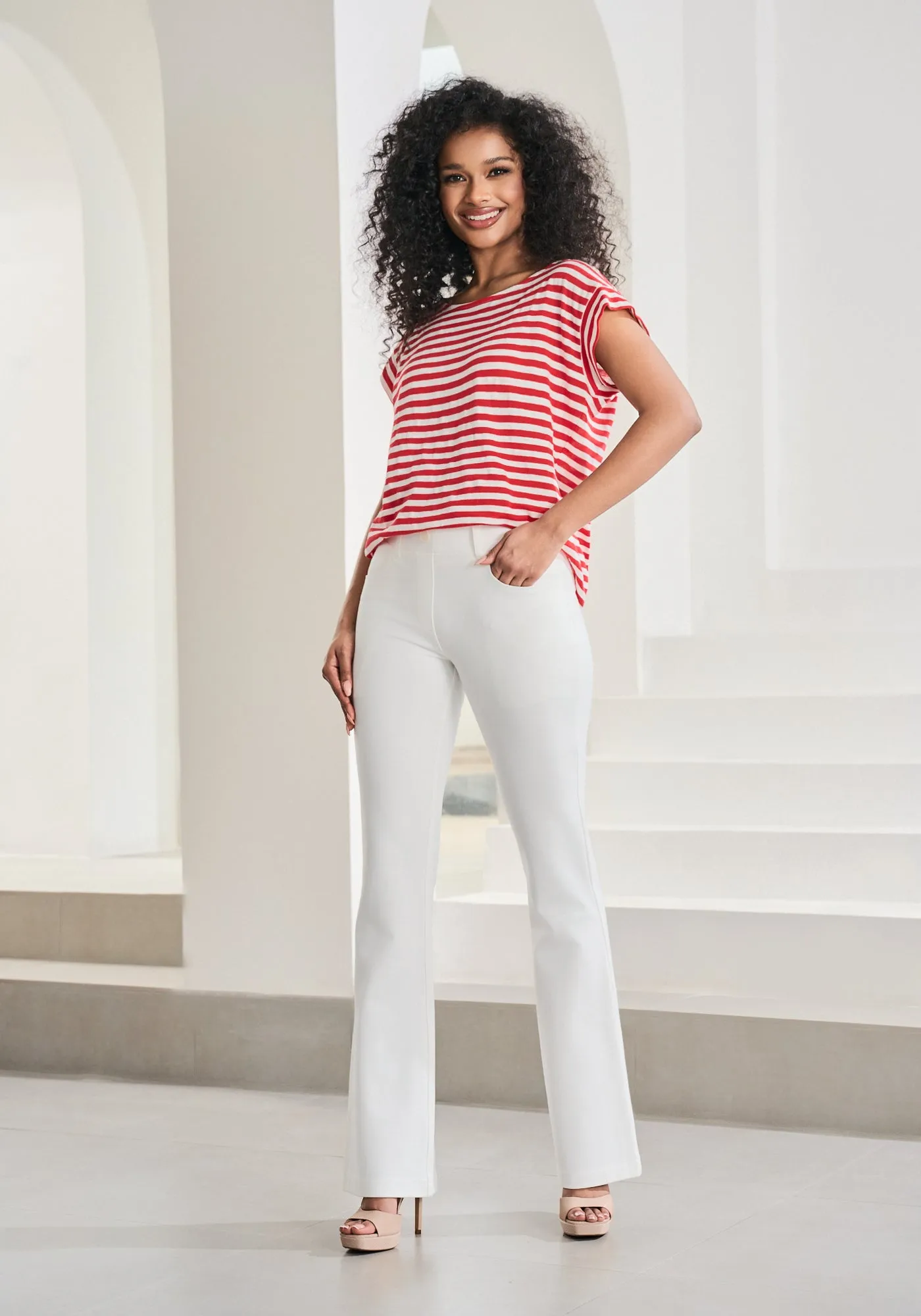 Cuffed Muscle Tee (Crimson Stripe) - Final Sale sold by Betabrand product image thumbnail 4