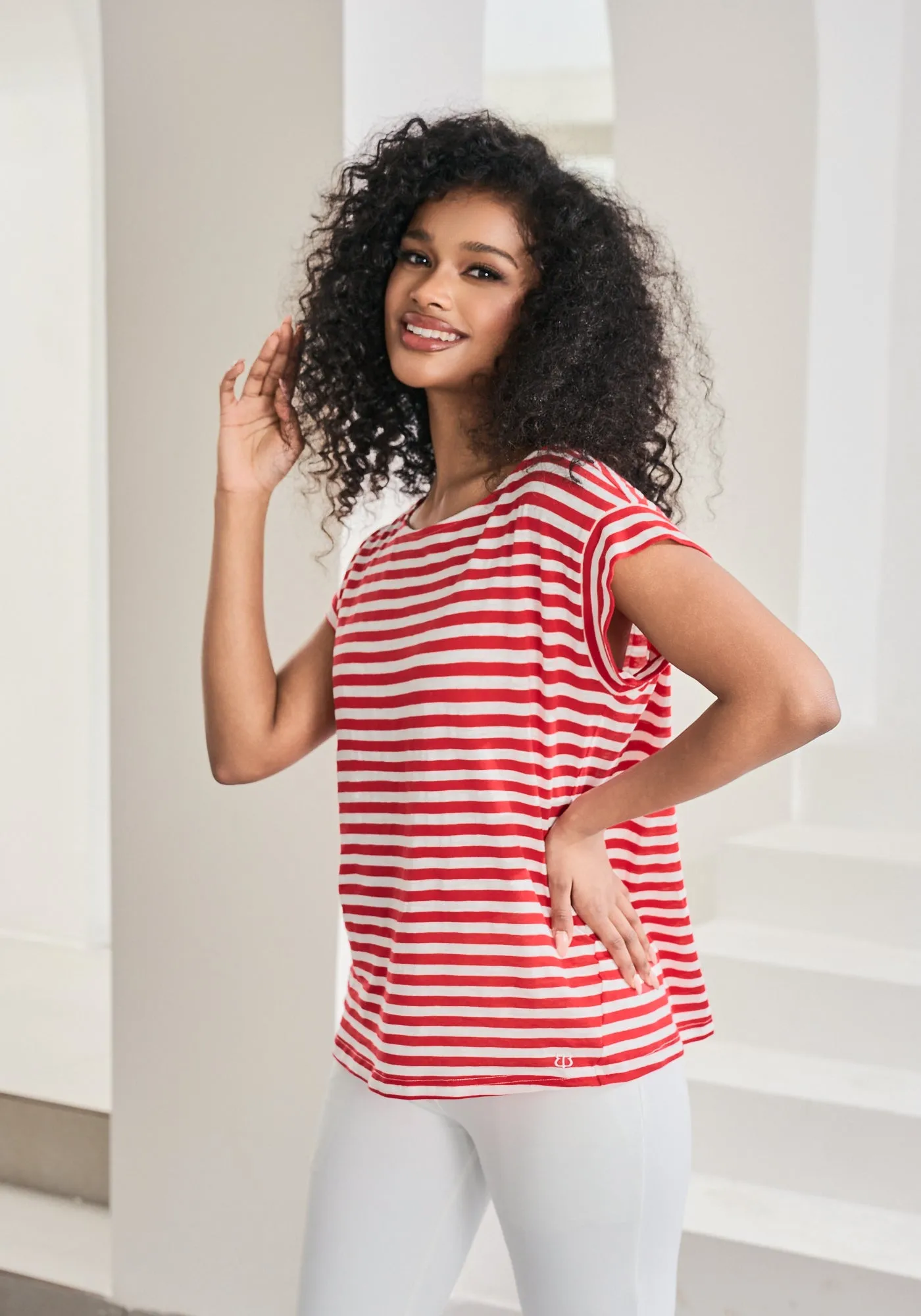 Cuffed Muscle Tee (Crimson Stripe) - Final Sale sold by Betabrand product image thumbnail 2
