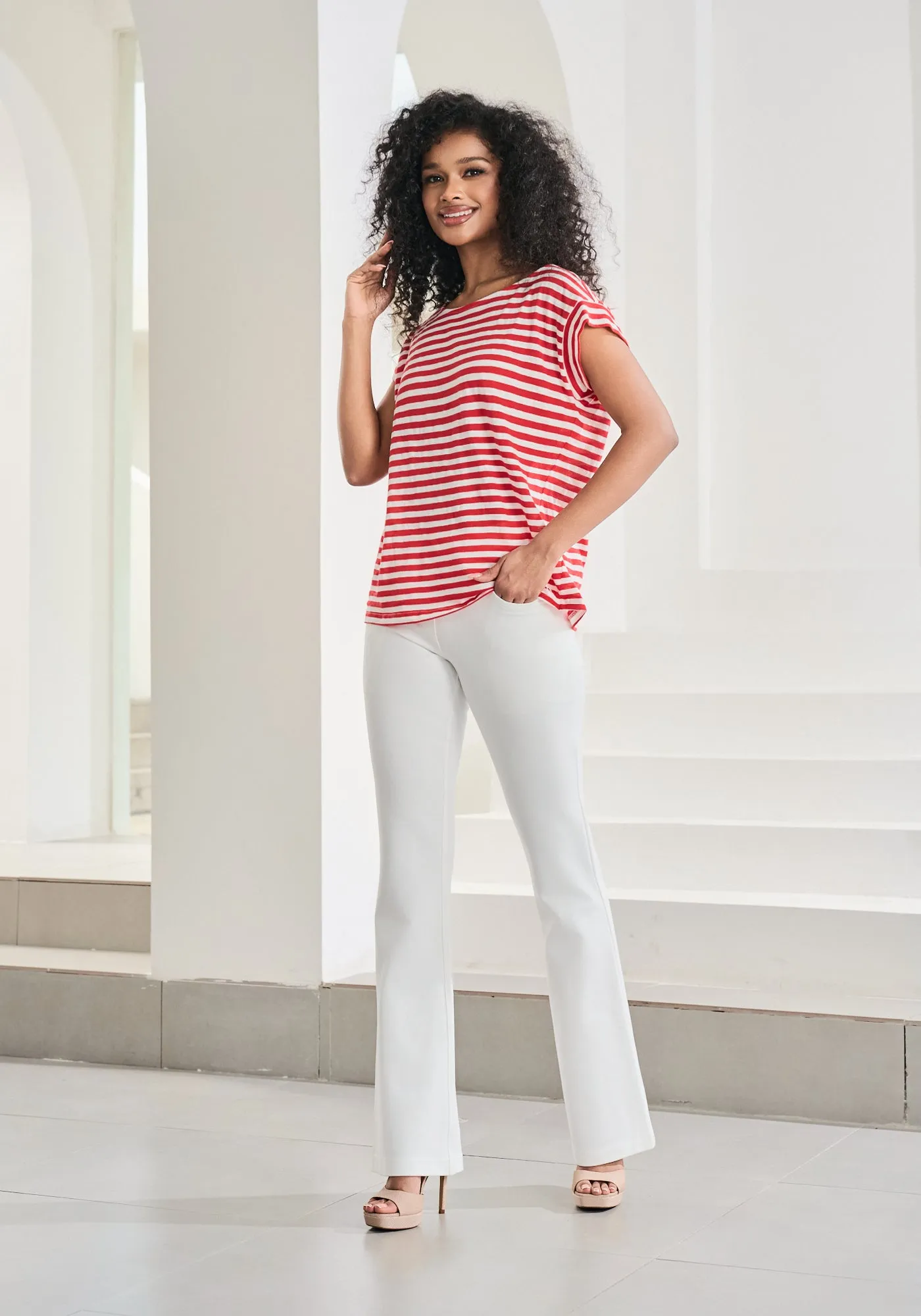 Cuffed Muscle Tee (Crimson Stripe) - Final Sale sold by Betabrand product image thumbnail 5