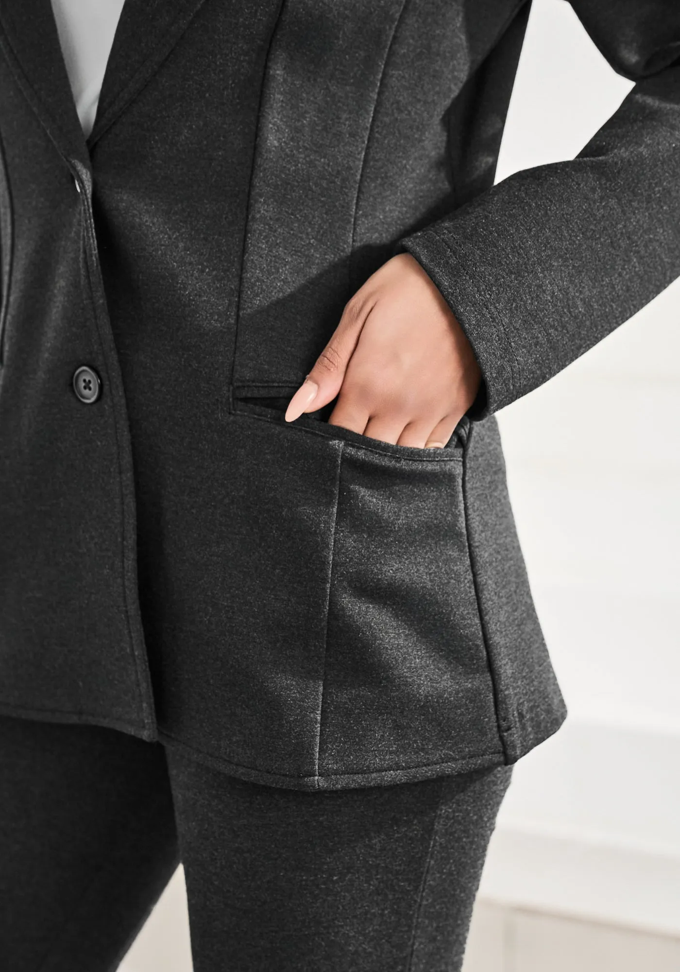 Classic Blazer | Stretch Ponte (Charcoal) sold by Betabrand product image thumbnail 3