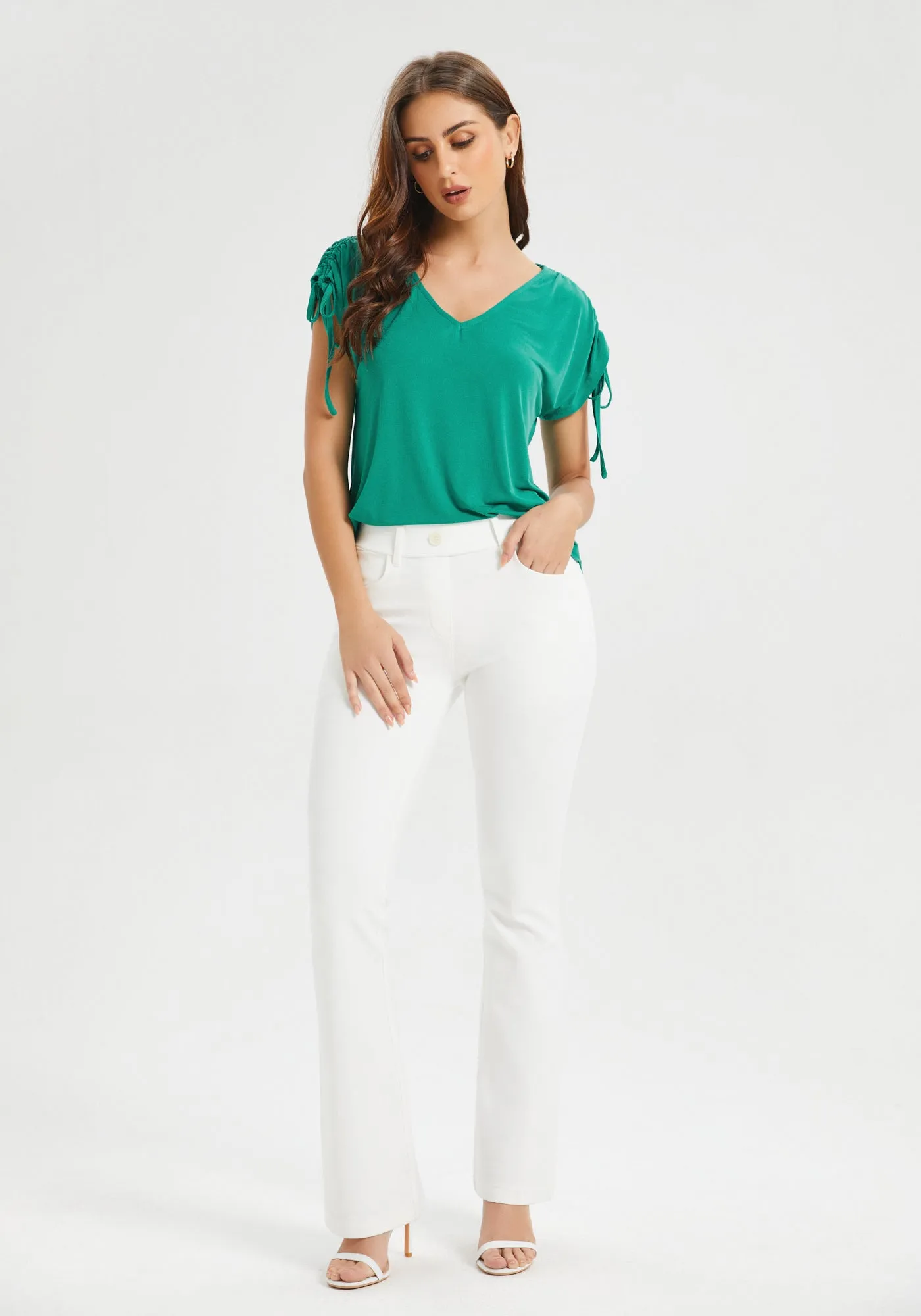 Ruched Shoulder Tee (Spearmint) sold by Betabrand product image thumbnail 5