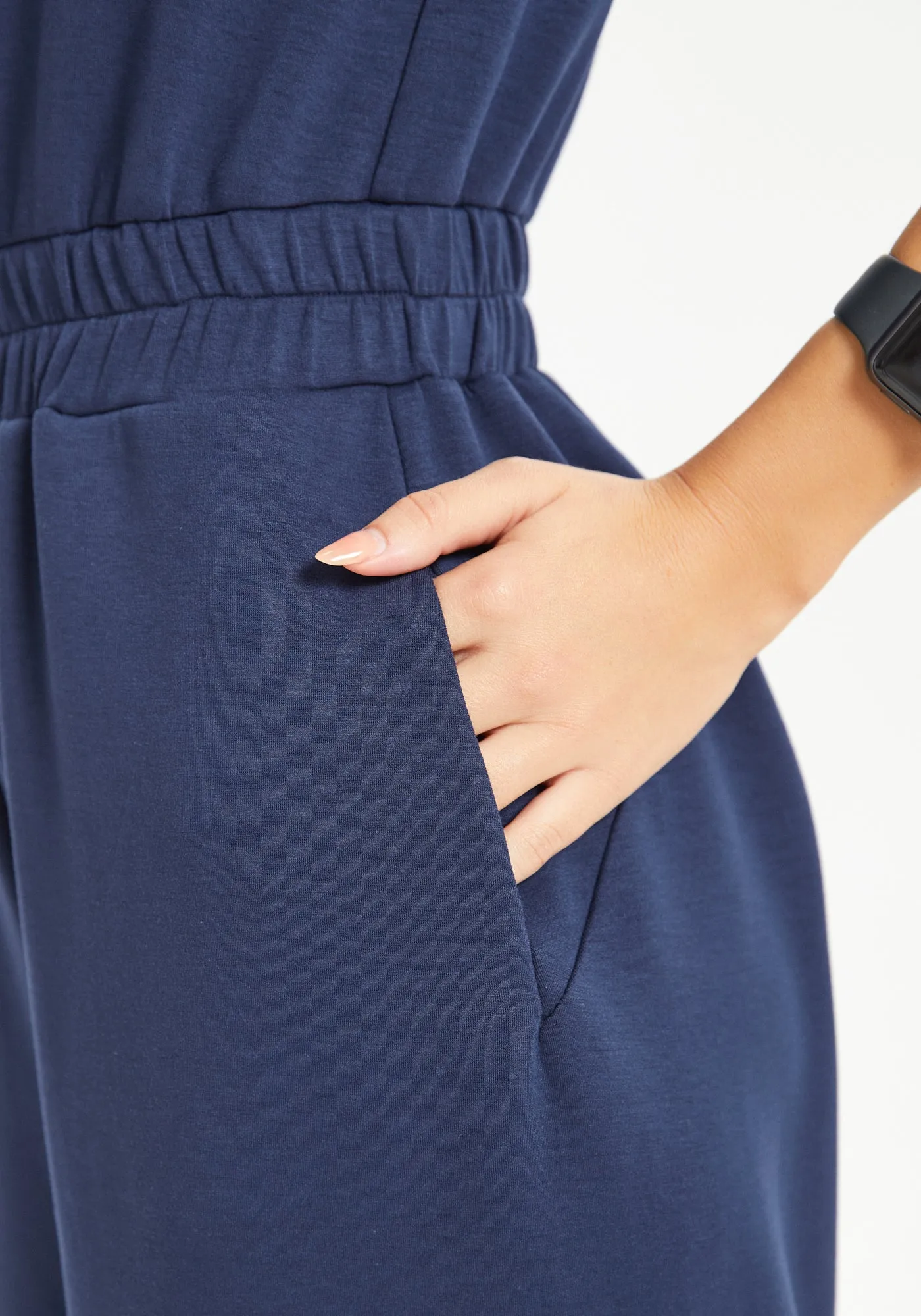 AirFlex Short Sleeve Jumpsuit (Navy) sold by Betabrand product image thumbnail 3