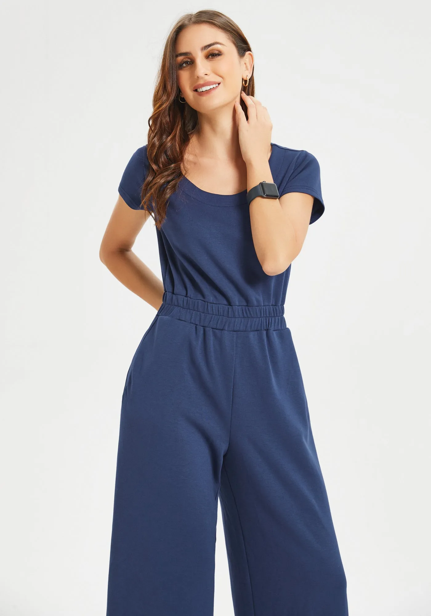 AirFlex Short Sleeve Jumpsuit (Navy) sold by Betabrand product image thumbnail 2