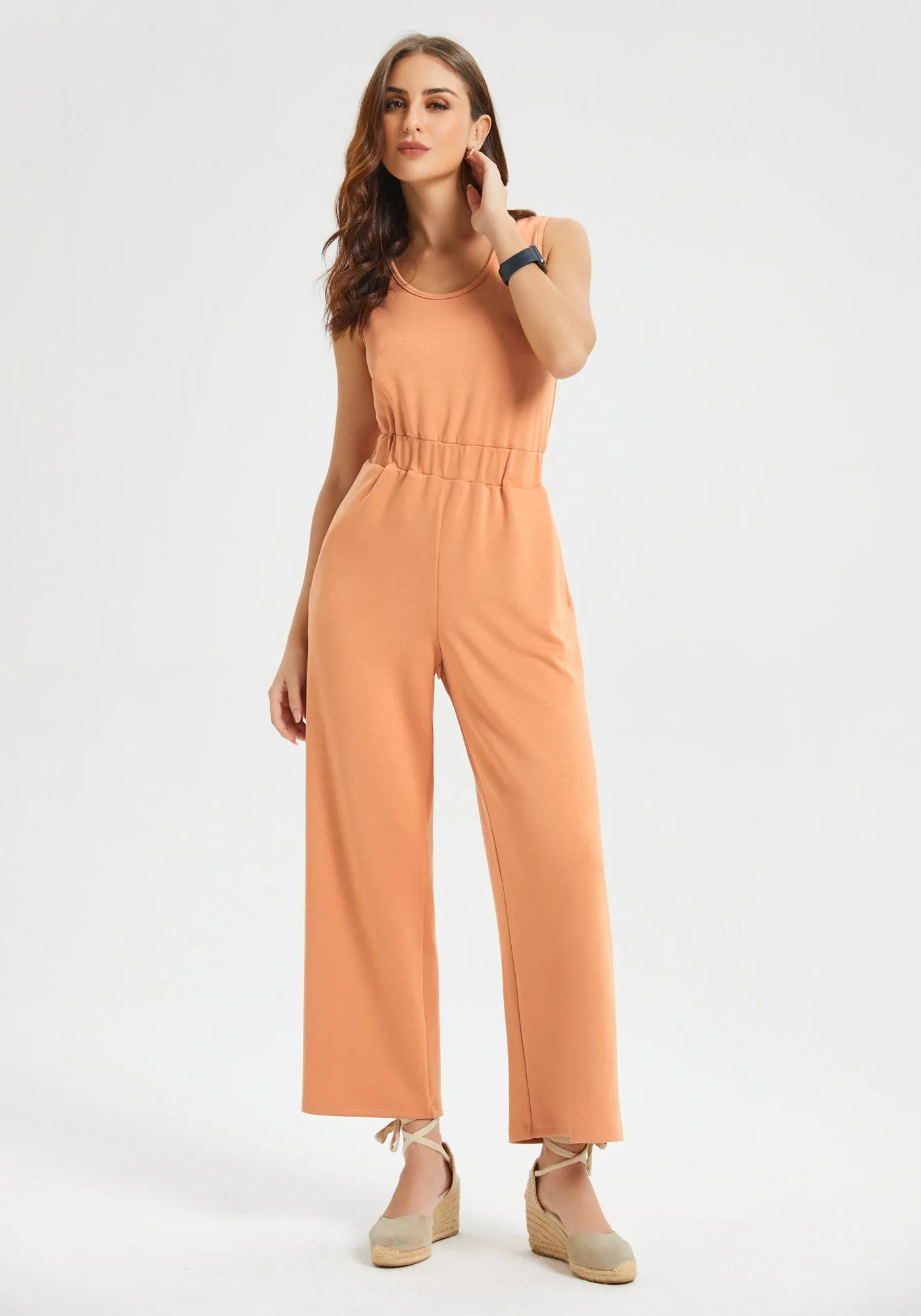 AirFlex Sleeveless Jumpsuit (Rust) - Final Sale sold by Betabrand product image thumbnail 2