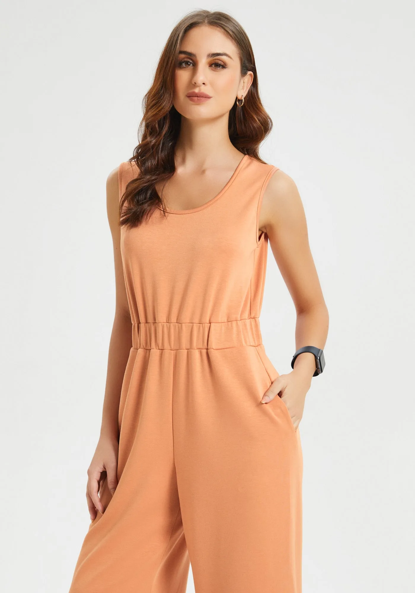 AirFlex Sleeveless Jumpsuit (Rust) - Final Sale sold by Betabrand product image thumbnail 3