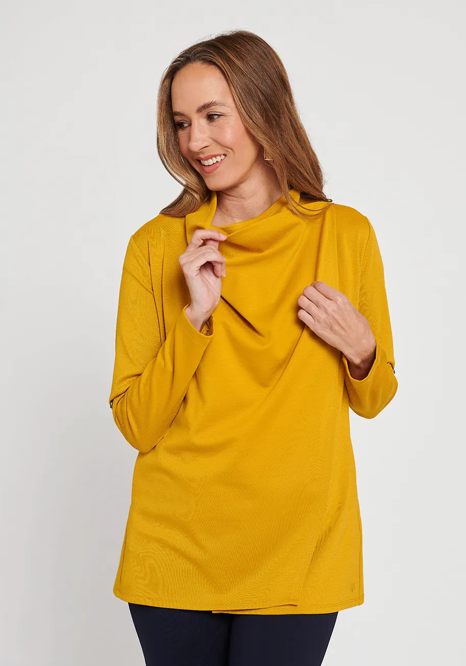 Liz Wrap Tunic (Goldenrod) sold by Betabrand