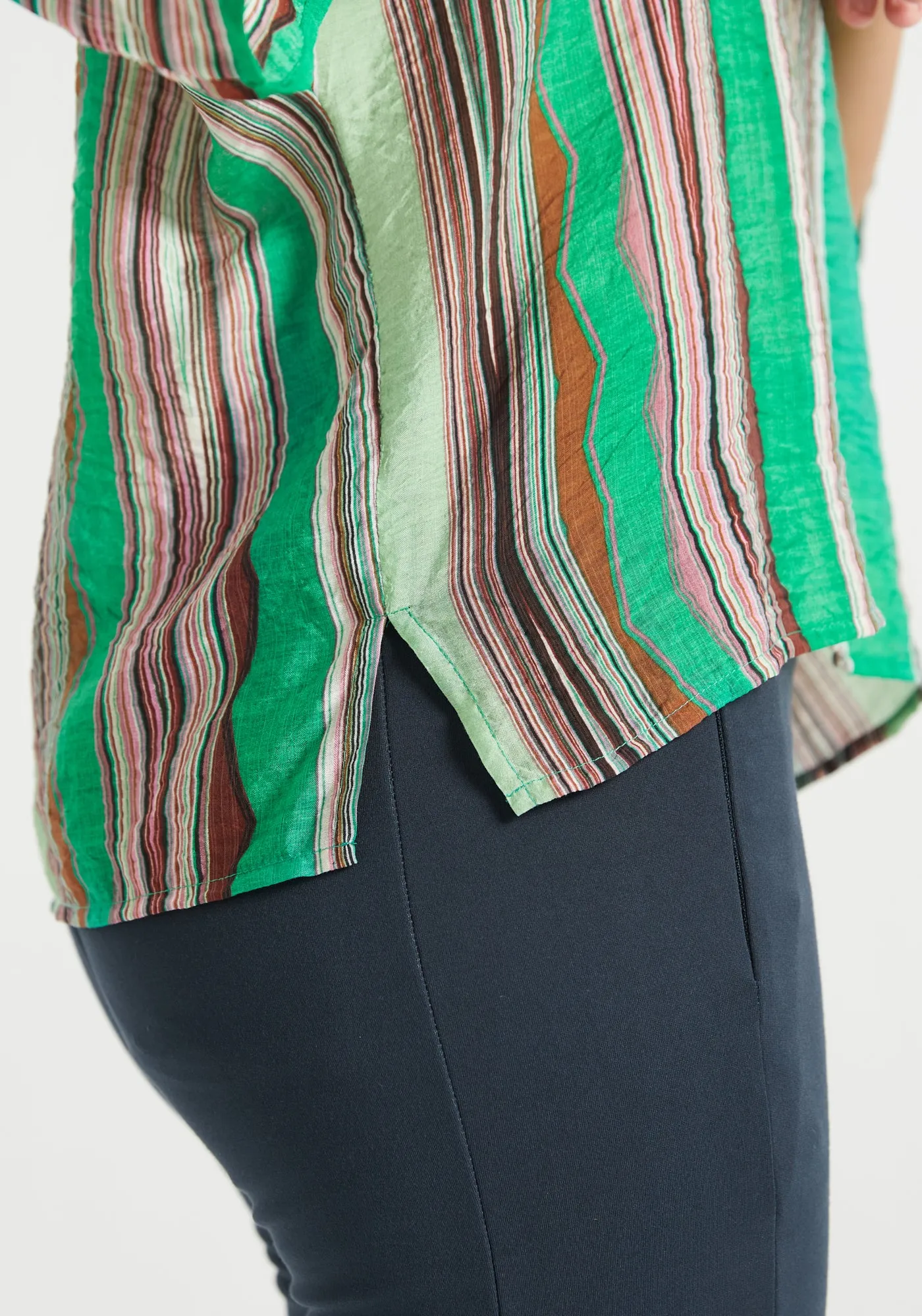 Kimono Sleeve V-Neck Top (Green Stripe Print) - Final Sale sold by Betabrand product image thumbnail 3