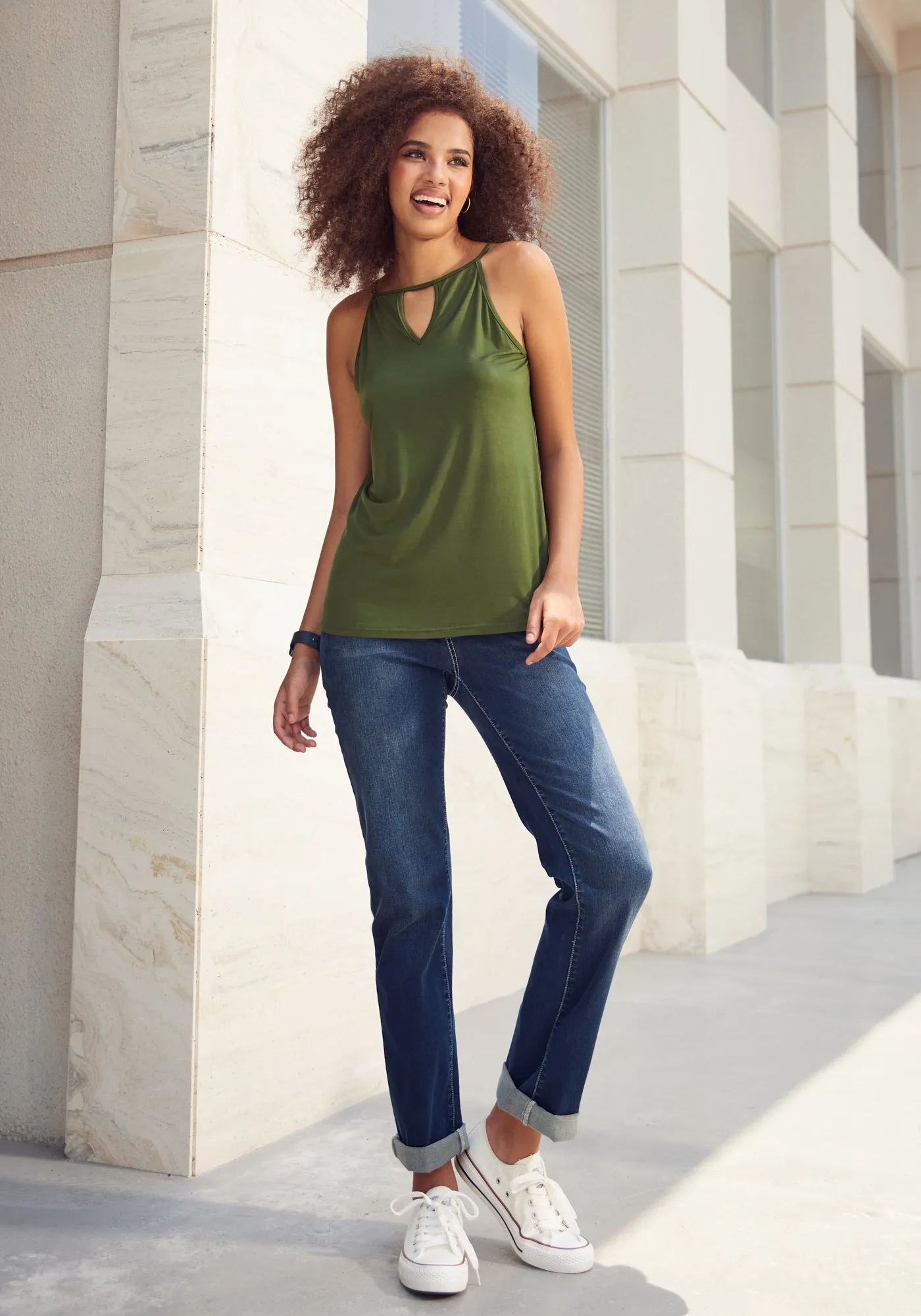 Keyhole Cutaway Tank (Olive) - Final Sale sold by Betabrand product image thumbnail 2