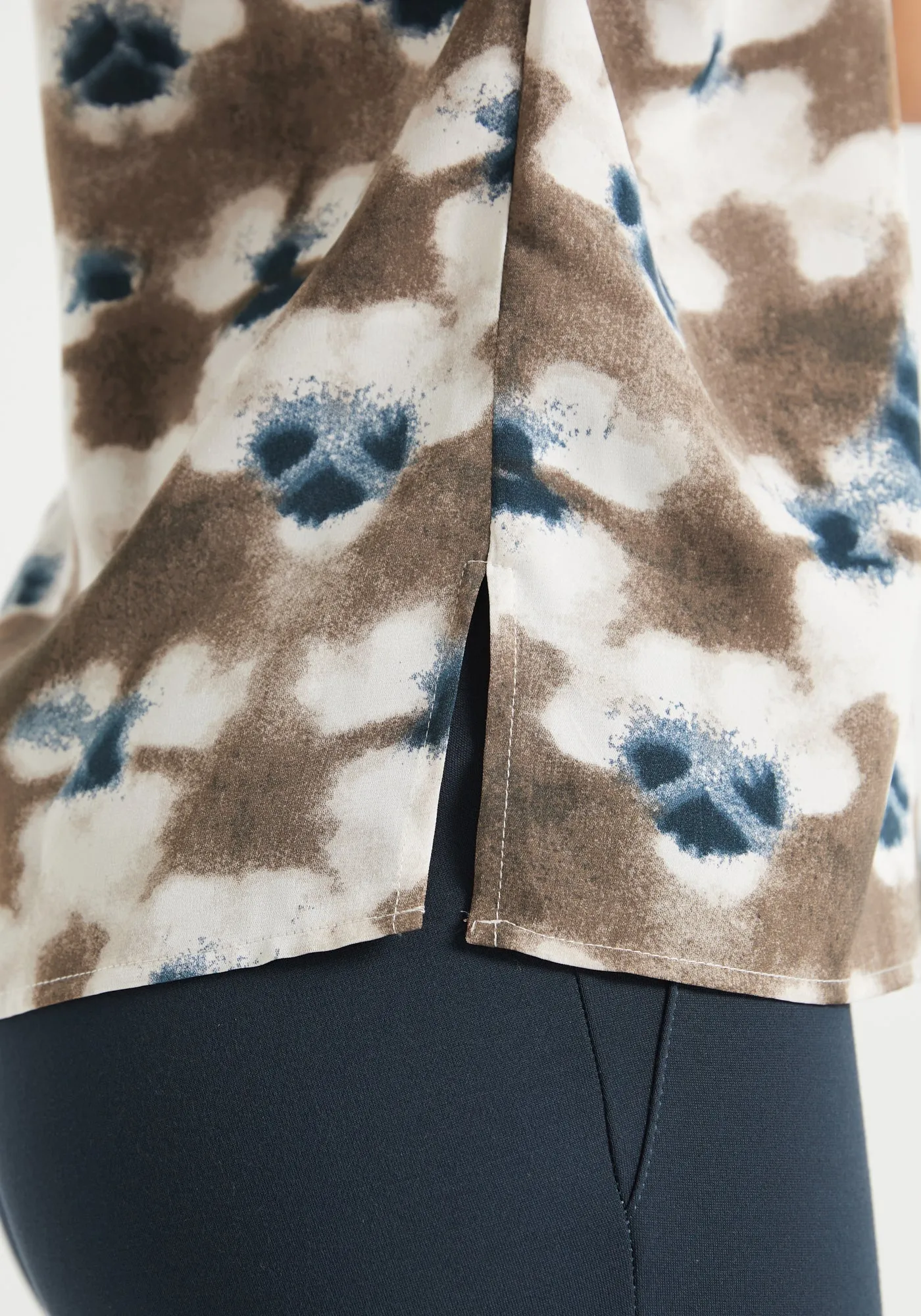 Short Sleeve Boatneck Top (Brown Navy Print) - Final Sale sold by Betabrand product image thumbnail 3