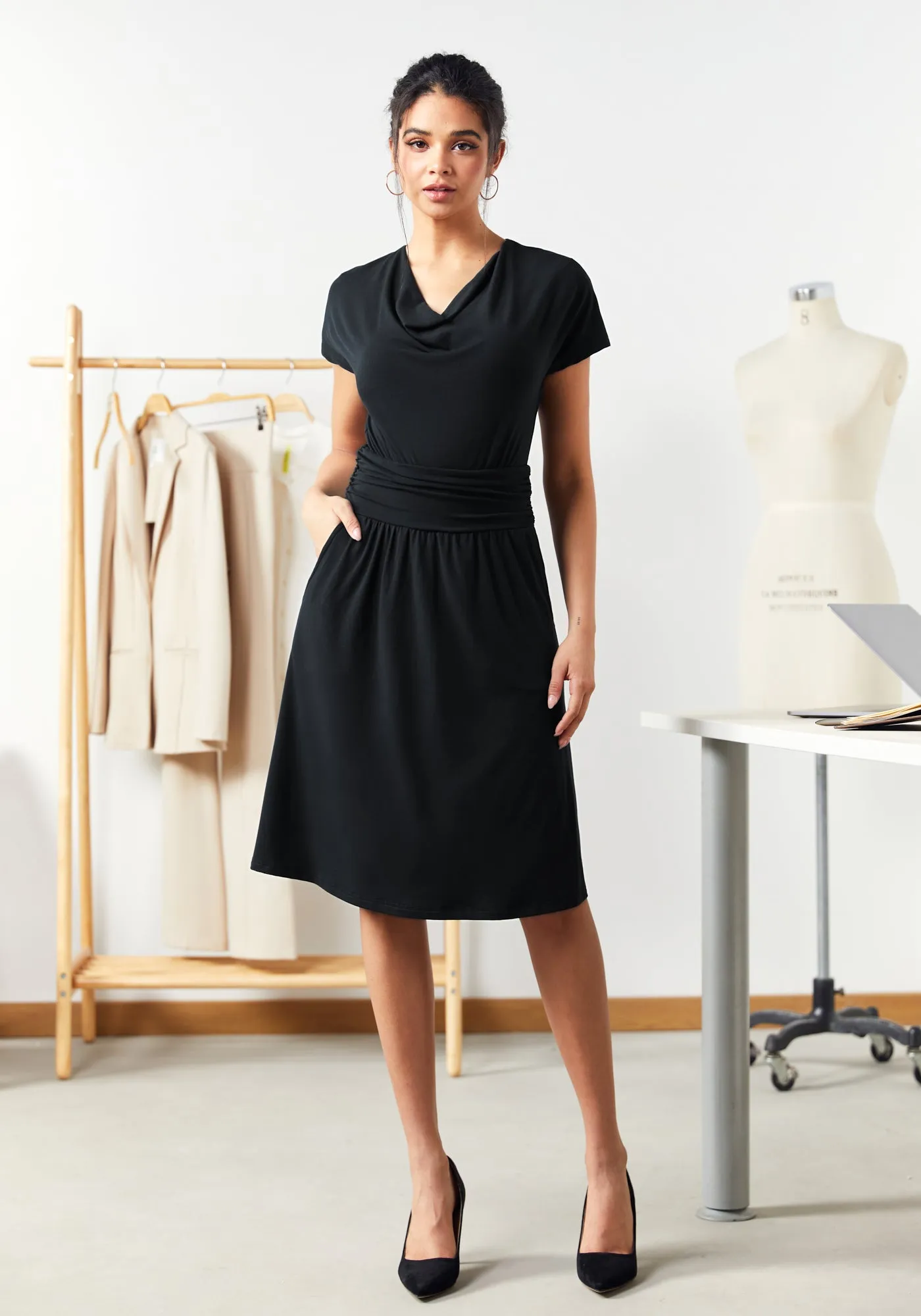 Canopy Dress (Black) sold by Betabrand