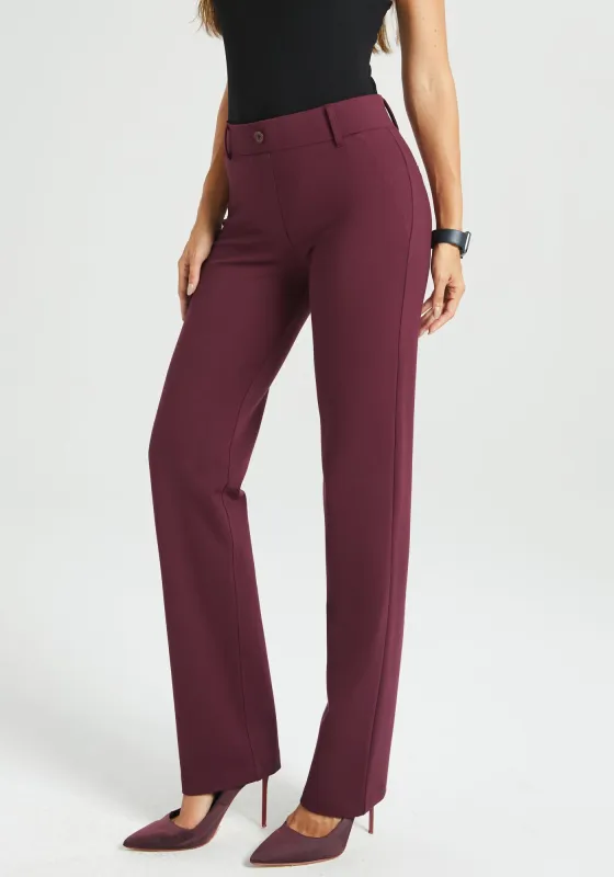 Classic Dress Pant Yoga Pant | Straight (Burgundy) sold by Betabrand