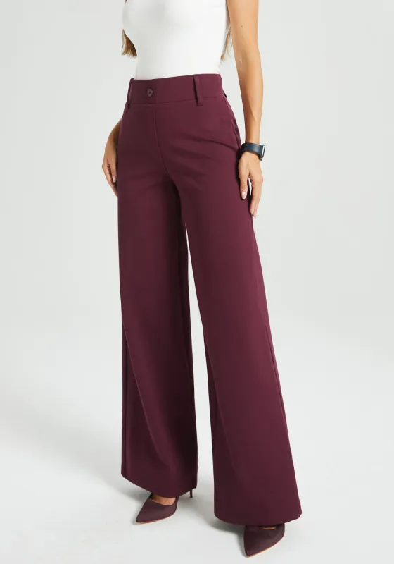 Classic High-Waist DPYP™ Dress Pant Yoga Pants | Wide (Burgundy) sold by Betabrand