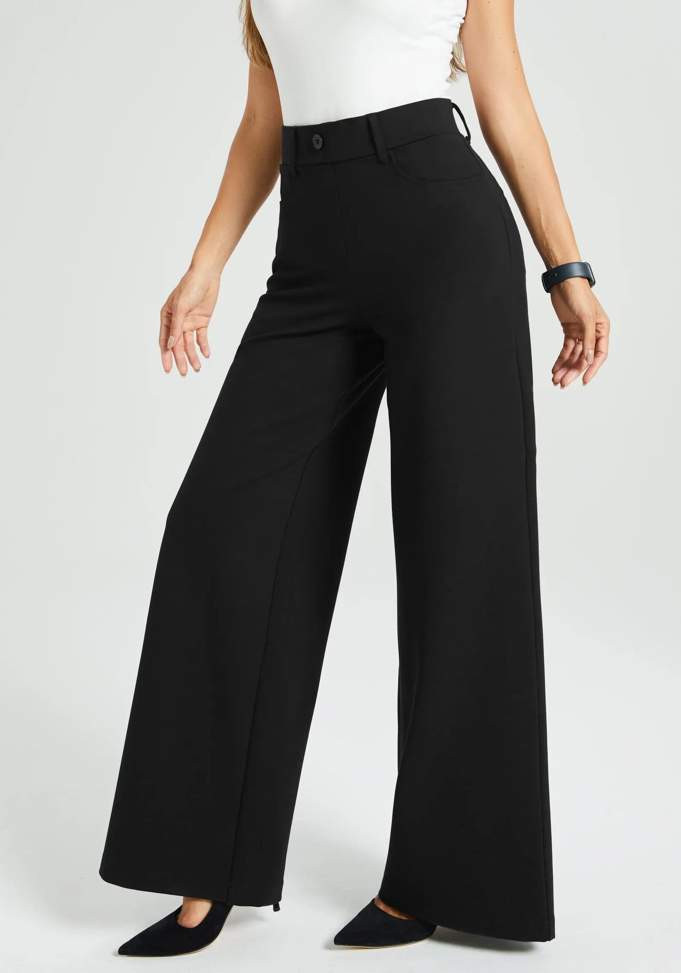 7-Pocket High-Waist DPYP™ Dress Pant Yoga Pant | Wide (Black) sold by Betabrand product image thumbnail 2